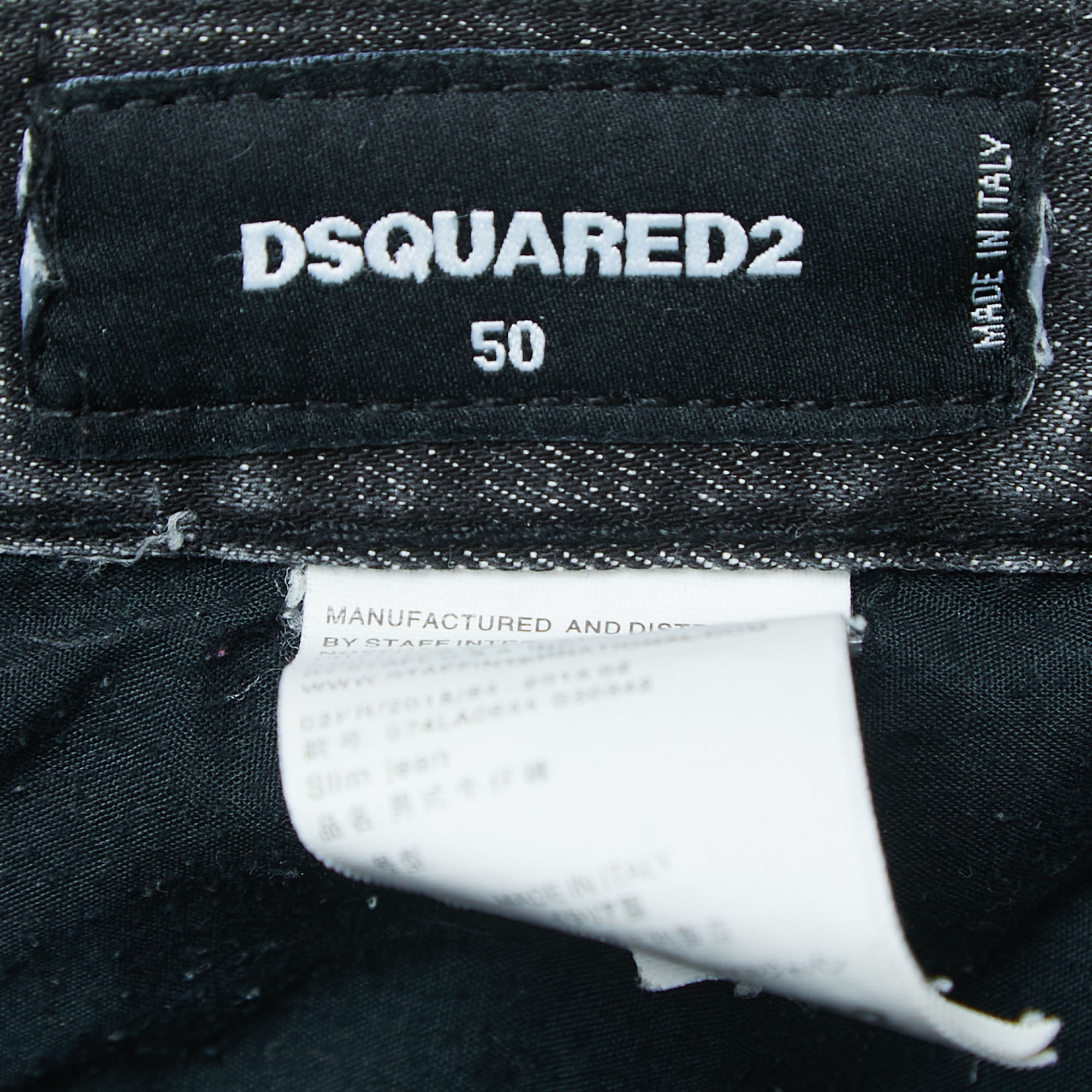 Dsquared2 Grey Distressed Ripped Denim Slim Jeans L Waist 33