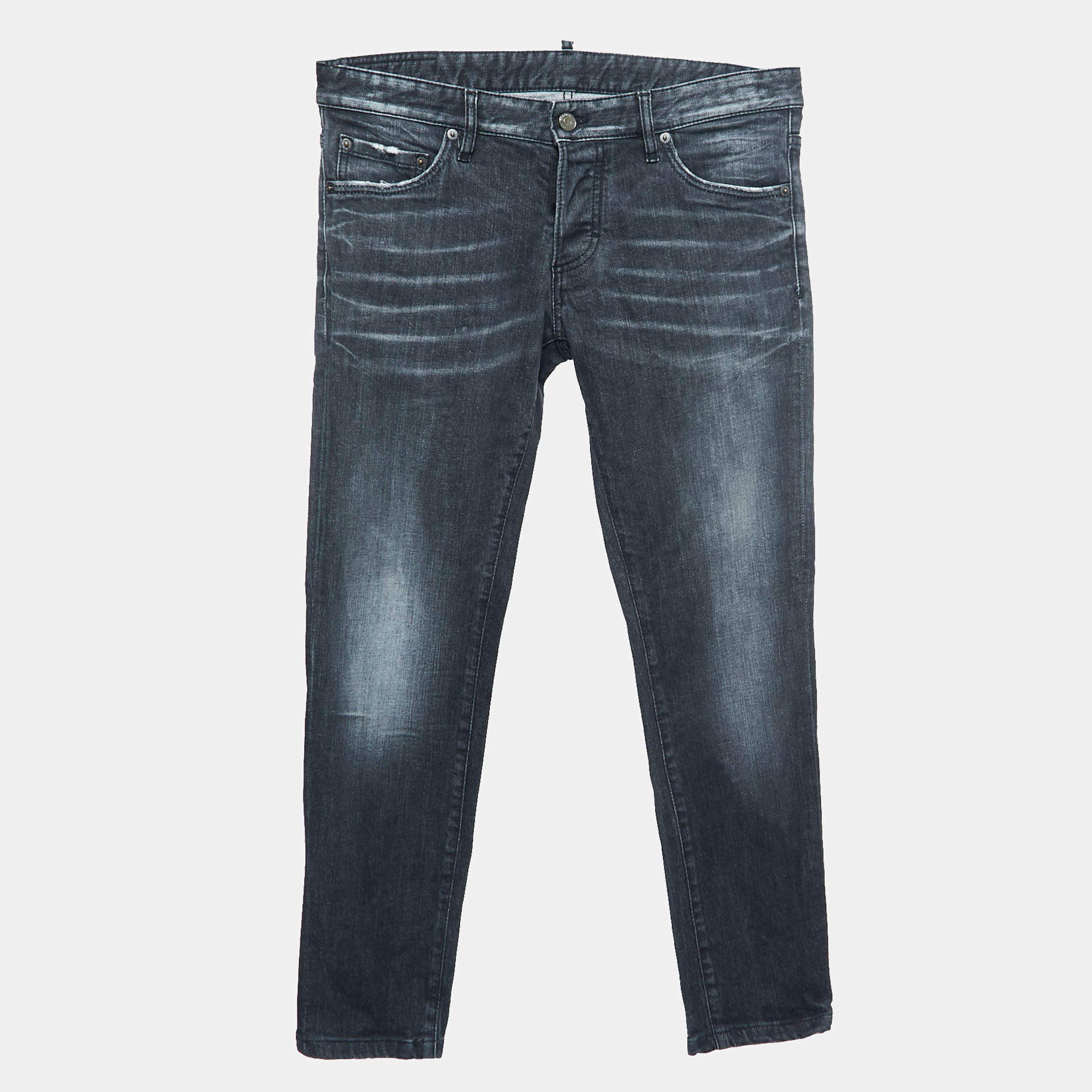 Dsquared2 Grey Distressed Denim Skinny Jeans M Waist 34