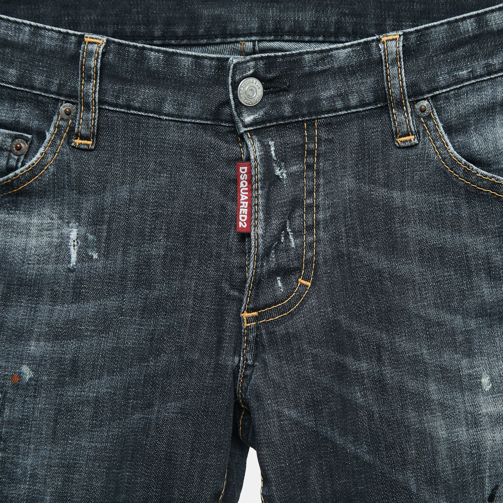 Dsquared2 Grey Distressed Denim Skinny Jeans L Waist 33