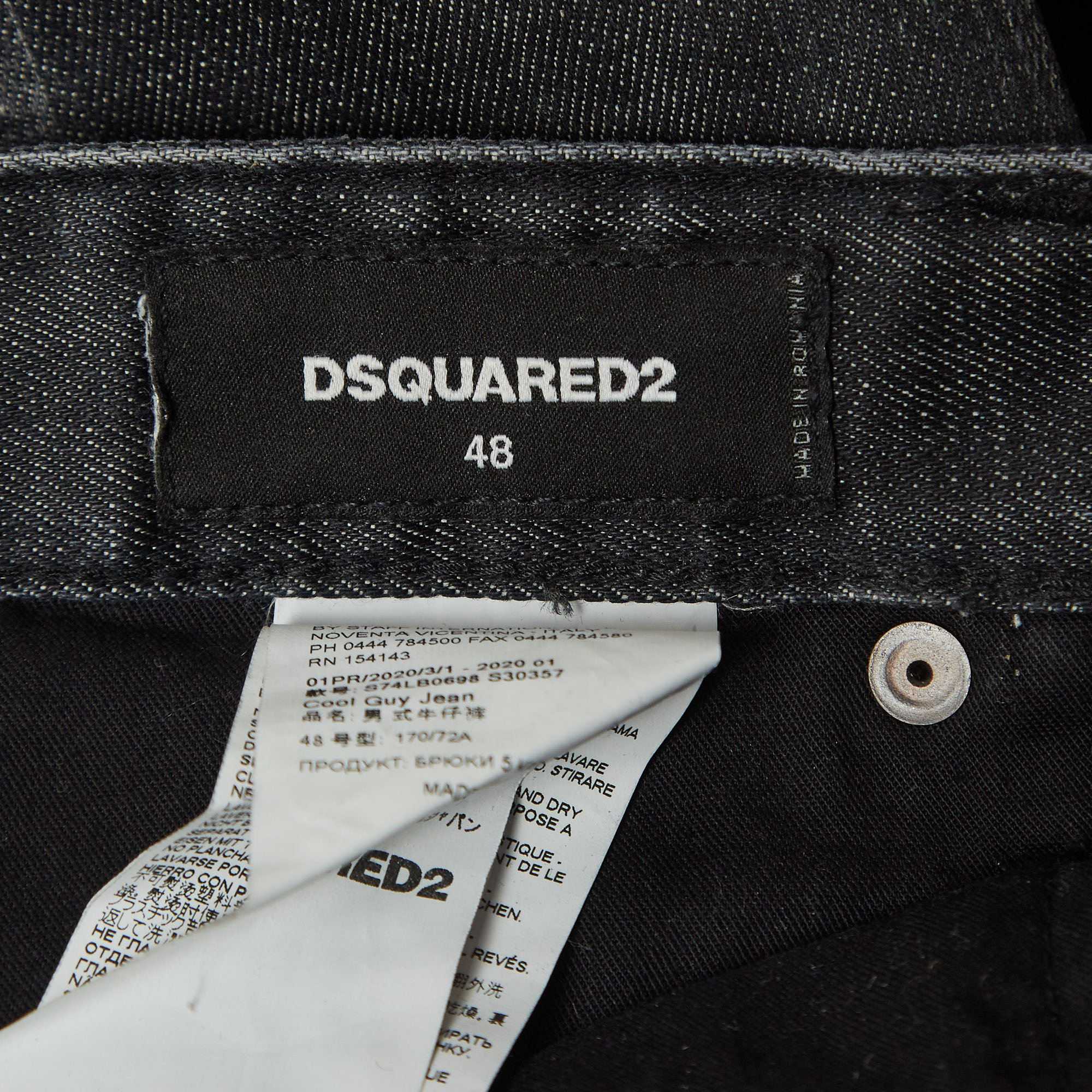 Dsquared2 Black Washed Distressed Denim Buttoned Jeans M Waist 32