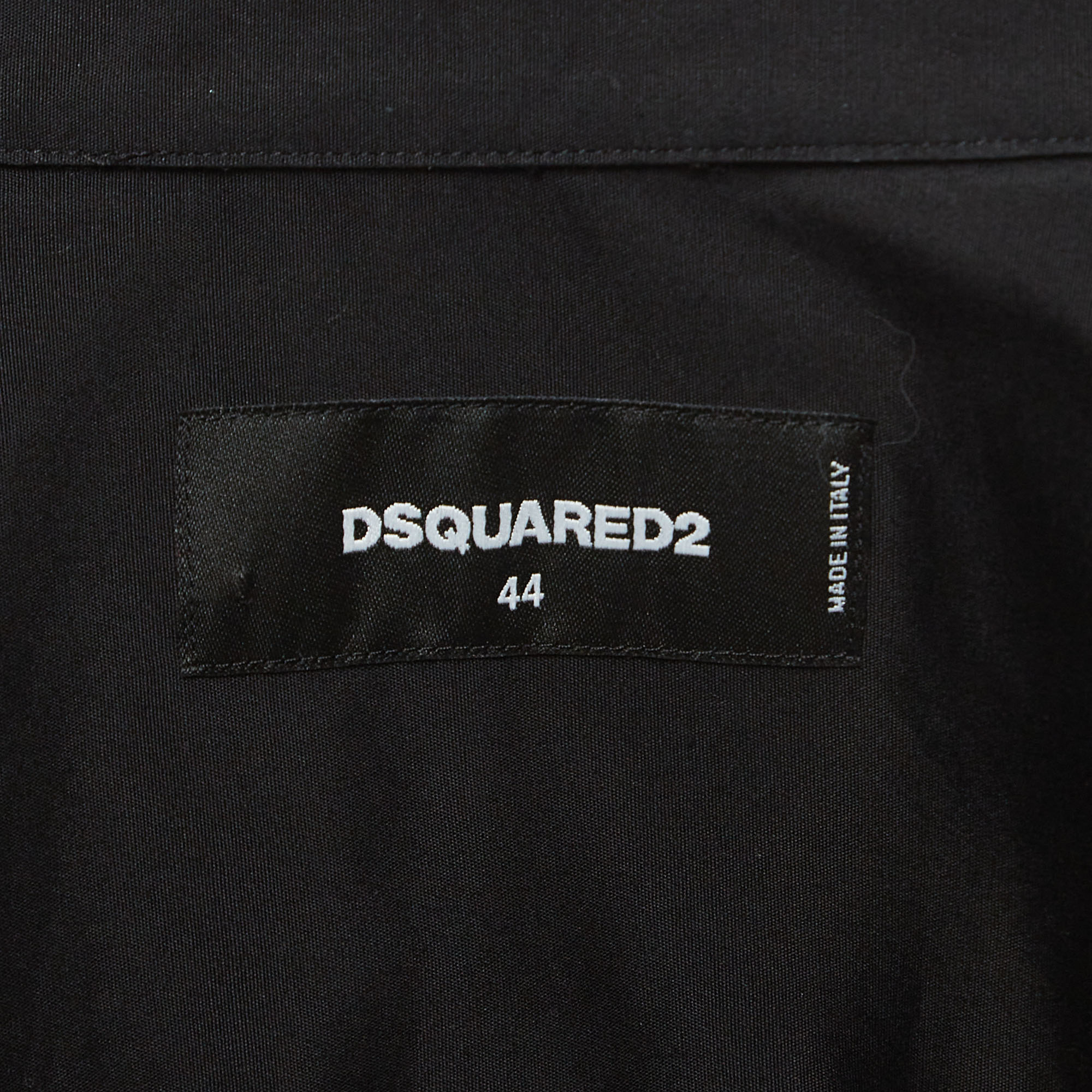 Dsquared2 Black Logo Print Cotton Button Front Full Sleeve Shirt XS