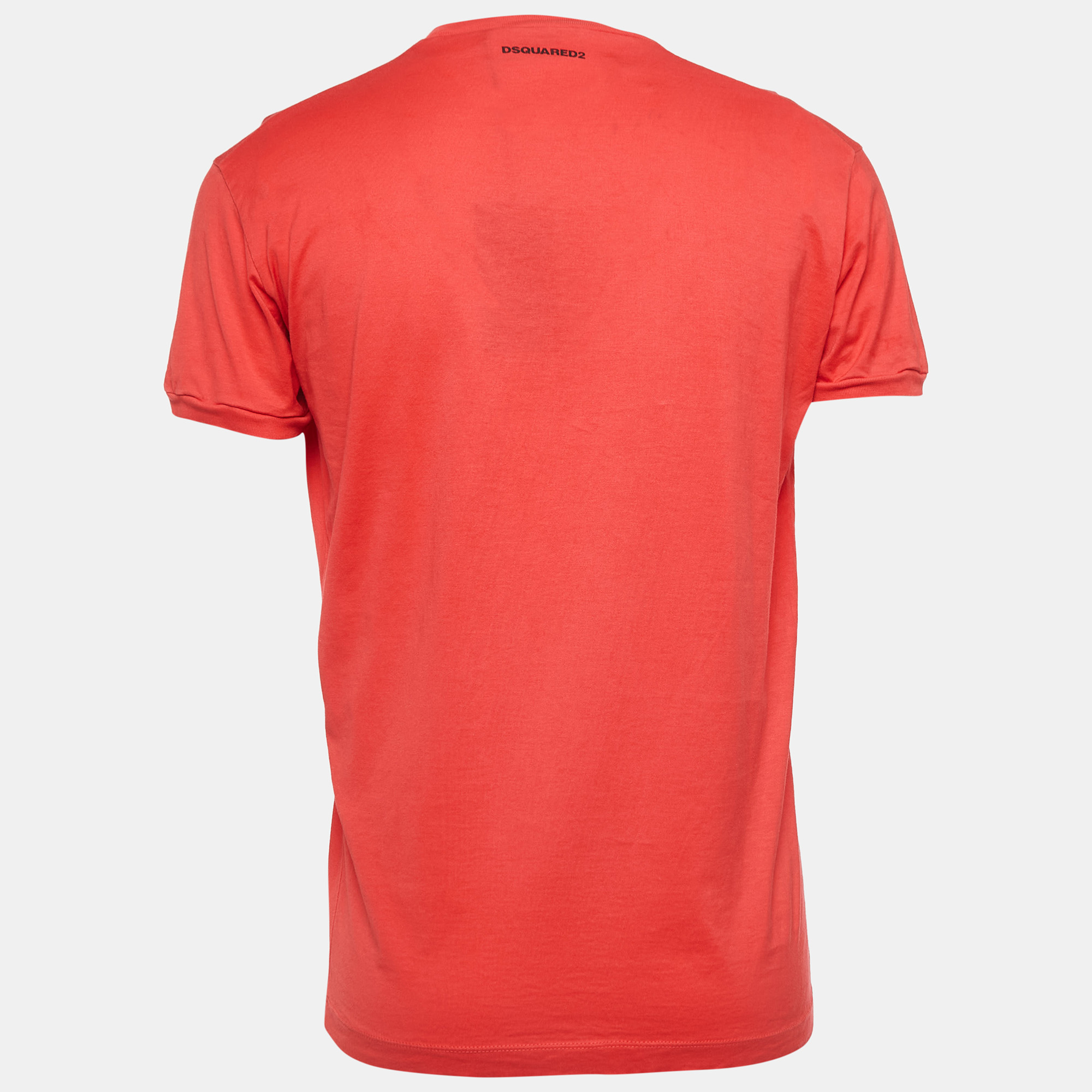 Dsquared2 Red Logo Print Cotton Half Sleeve T-Shirt S