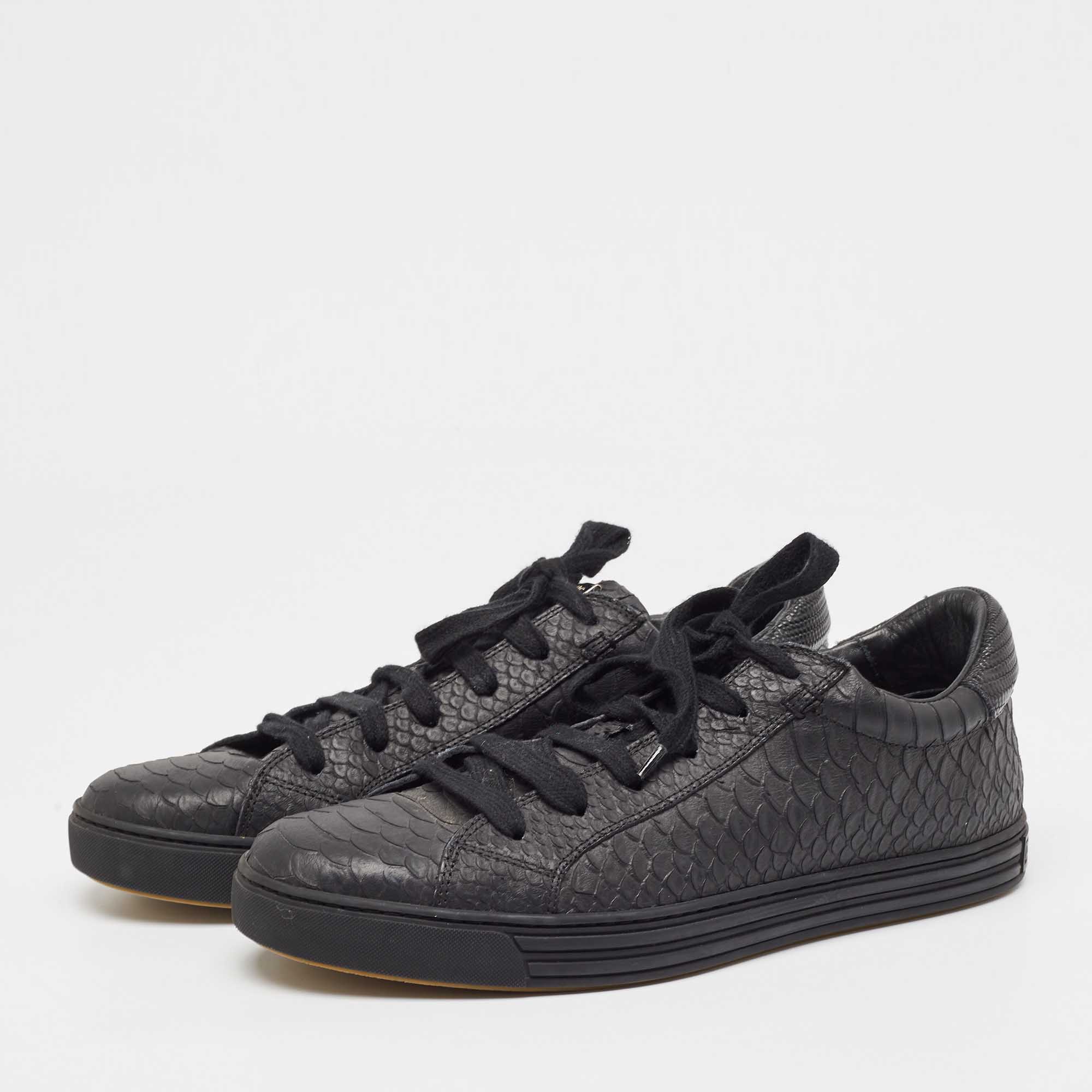 Dsquared2 Black Embossed Python Low Top Sneakers Size 41