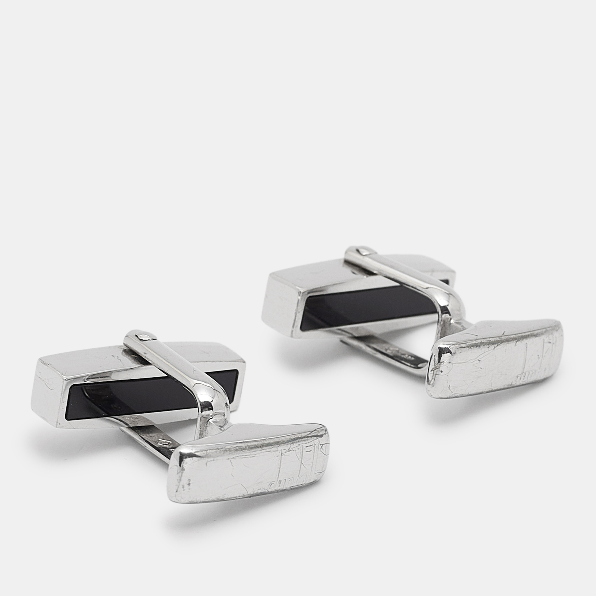 Dunhill  Black Enamel Sterling Silver Cufflinks