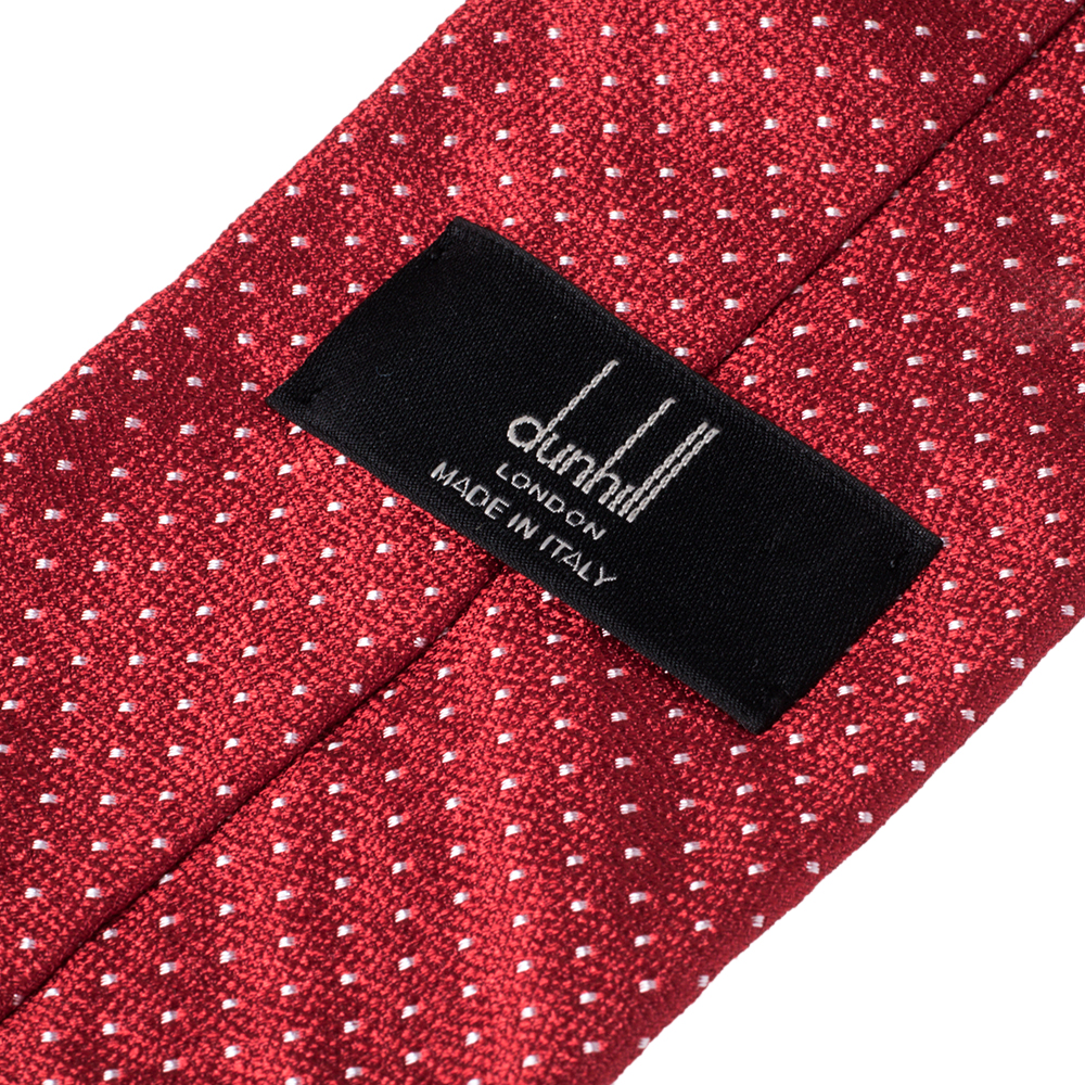 Dunhill Red Dot Patterned Jacquard Silk Tie
