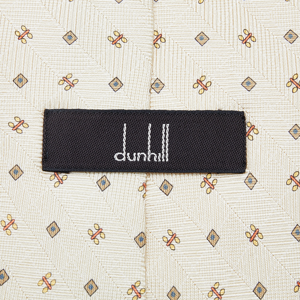 Dunhill Buttercream Floral Motif Silk Tie