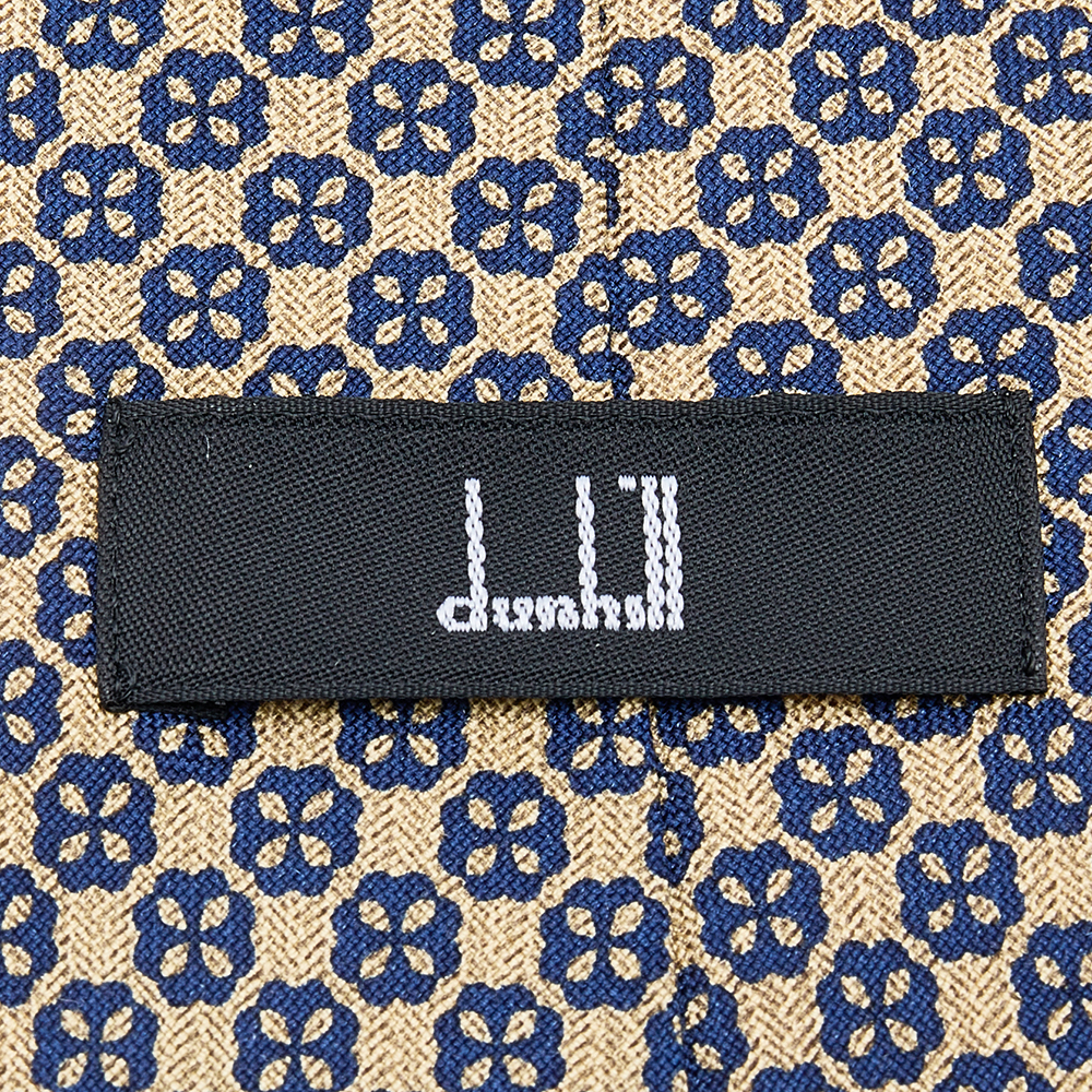 Dunhill Cream Floral Printed Silk Tie