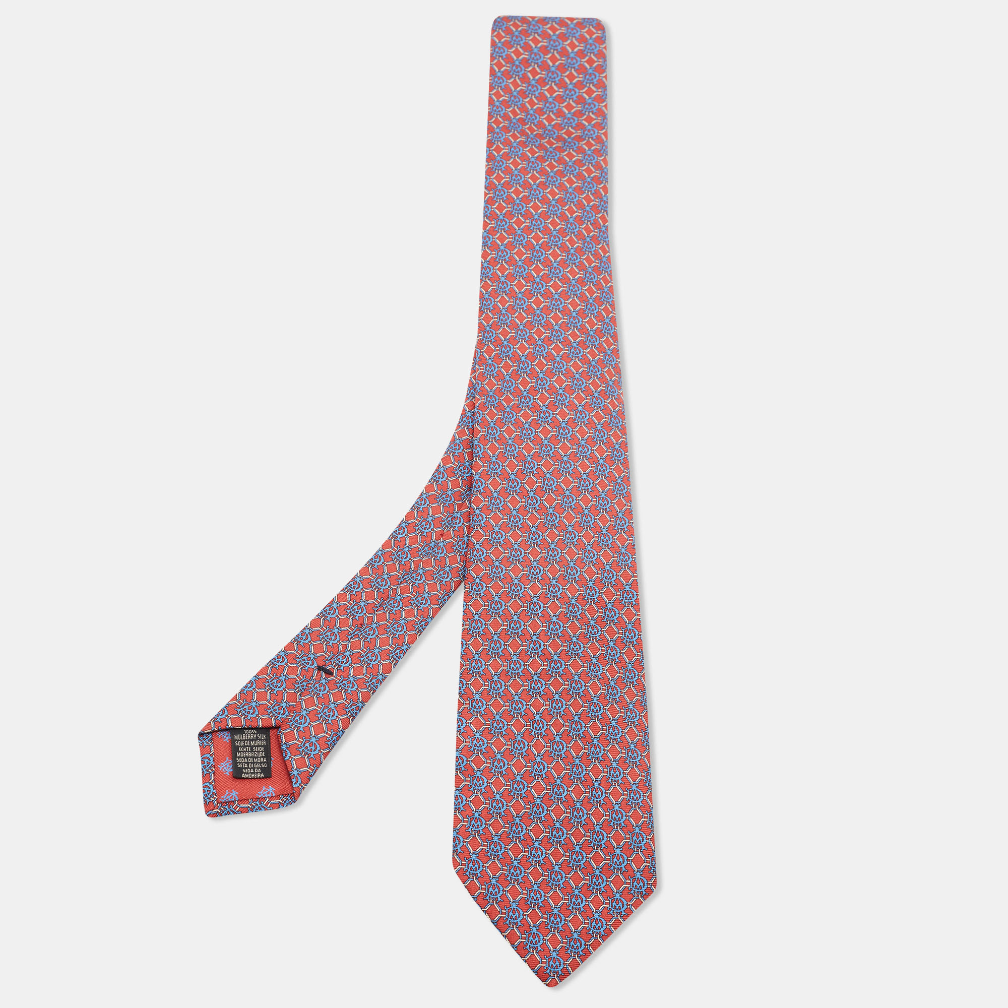 Dunhill Red Square Linked Alfred Dunhill Print Silk Tie