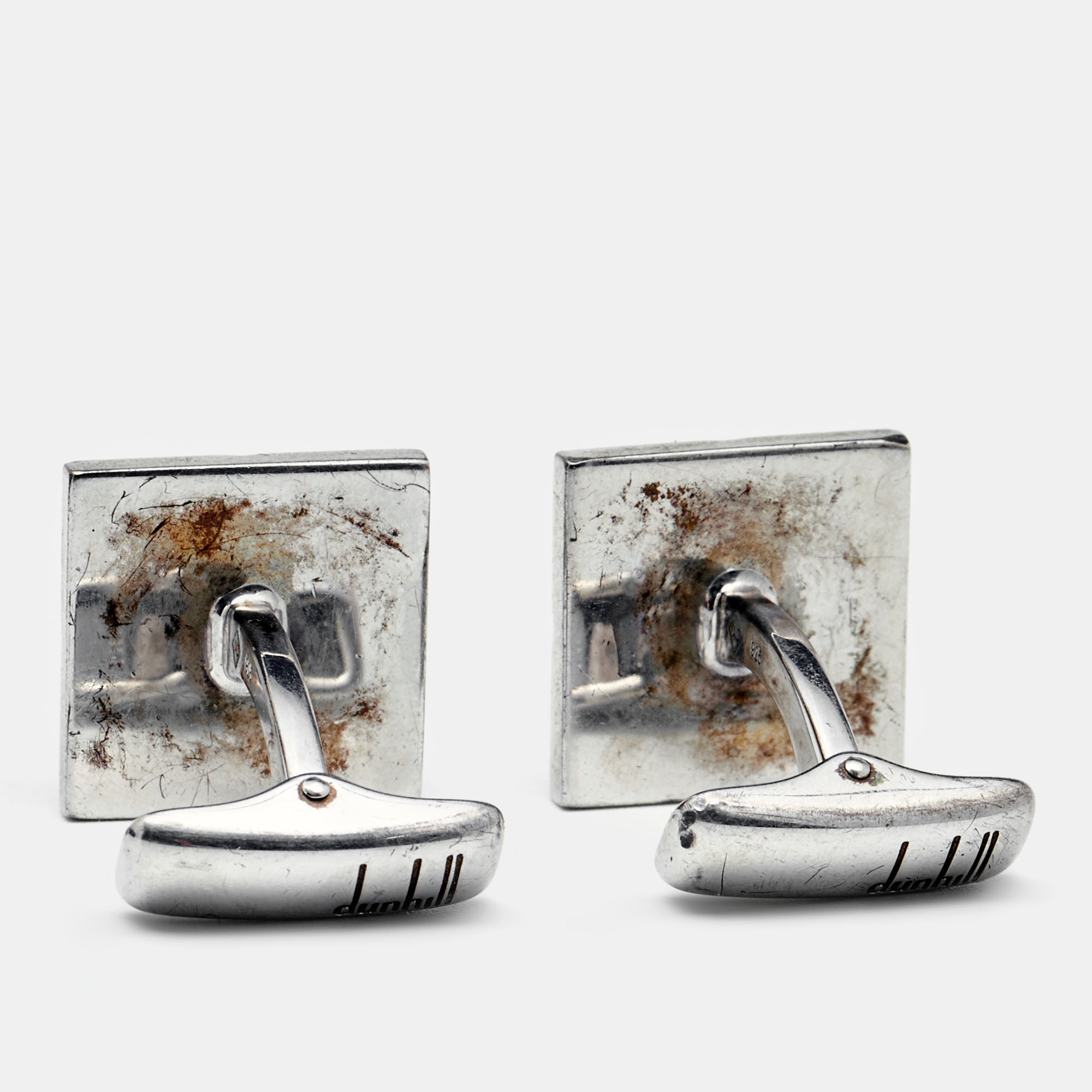Dunhill Sterling Silver Square Patterned Cufflinks