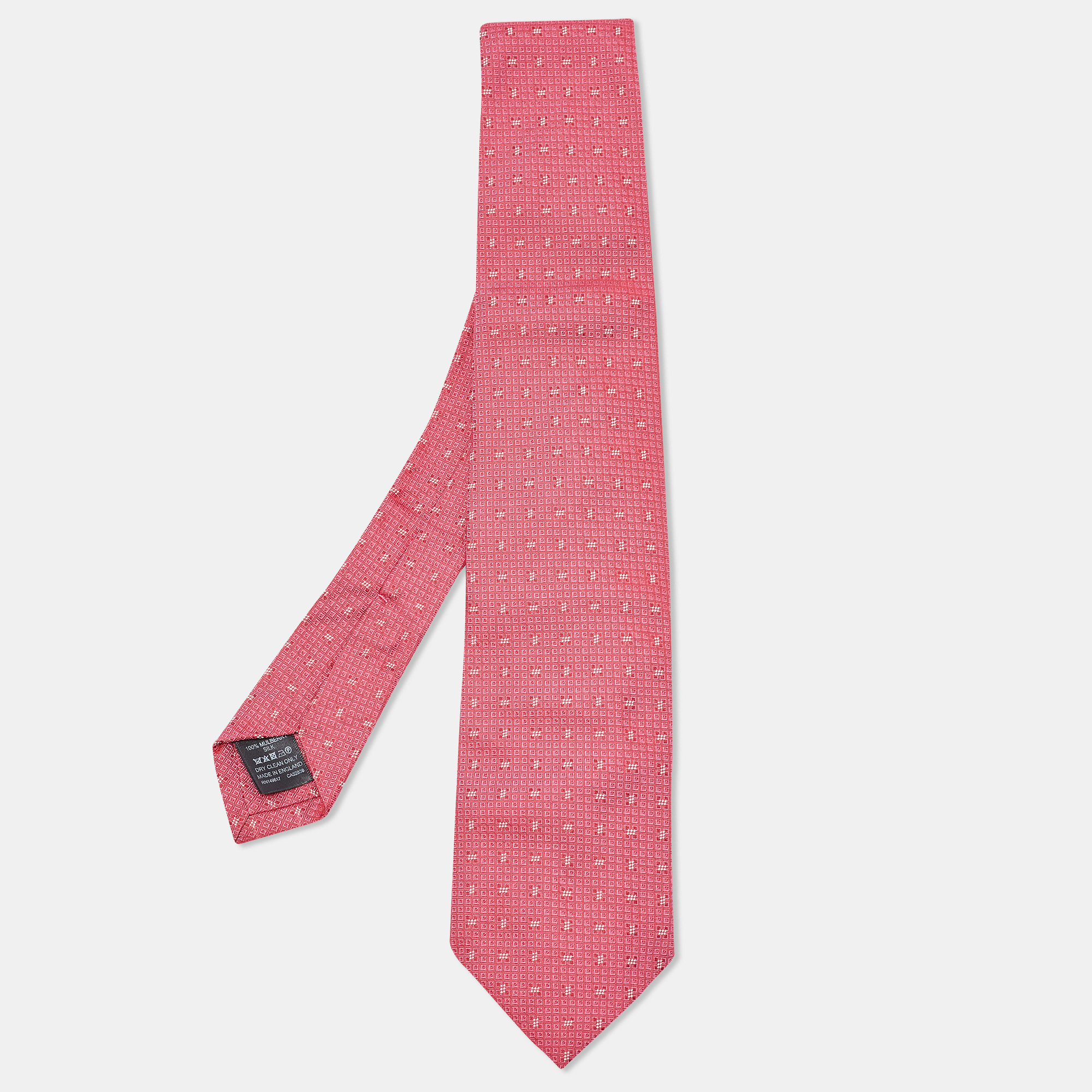 Dunhill Pink Floral Jacquard Mulberry Silk Tie
