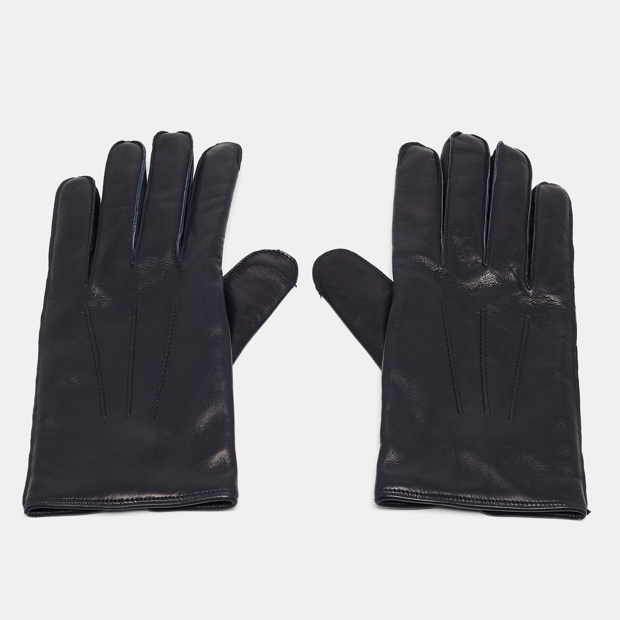 Dunhill Navy Blue Lambskin And Cashmere Gloves Size 8.5