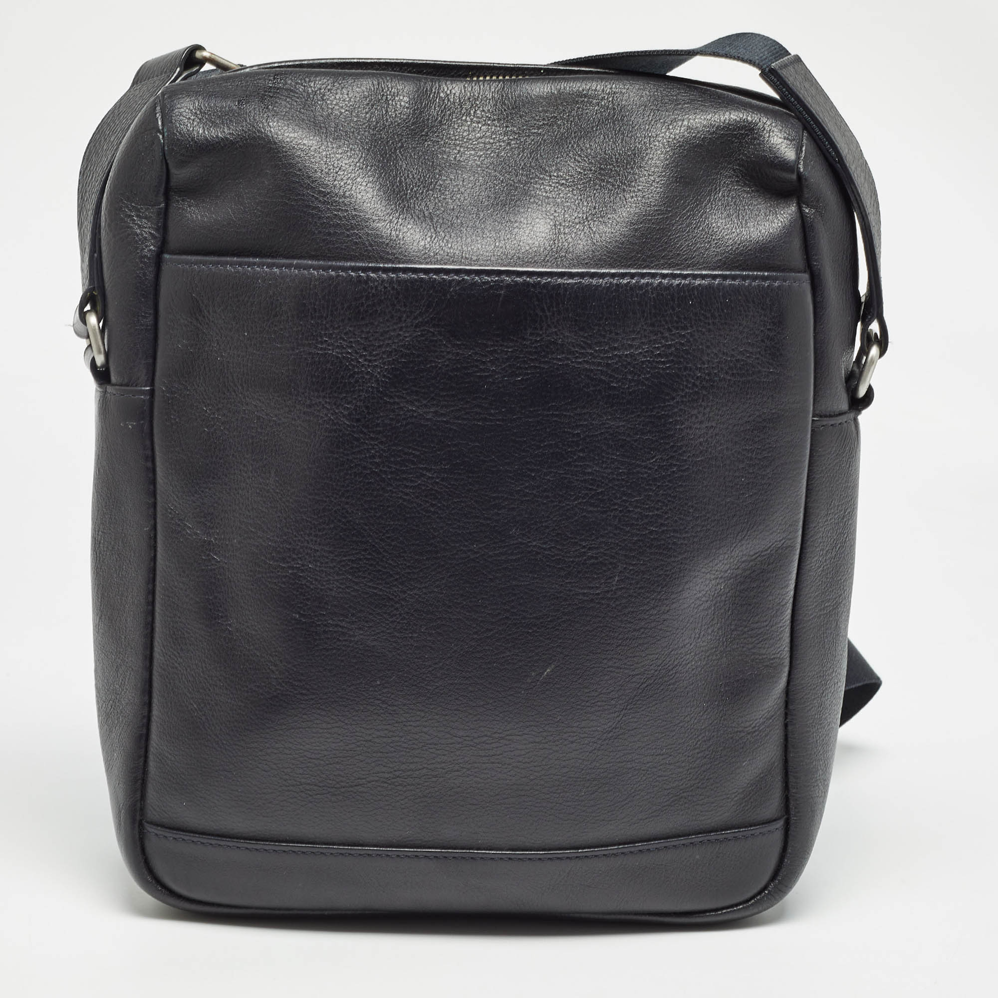 Dunhill Black Leather Zip Messenger Bag