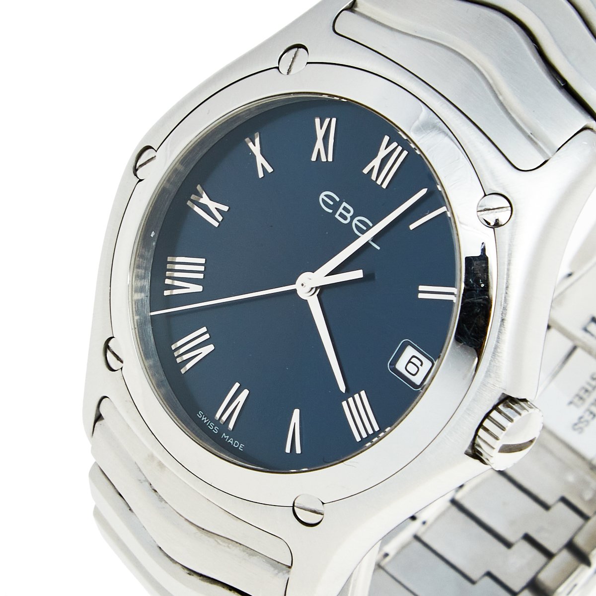 Ebel Blue Stainless Steel Classic Wave 9187F41 Men's Wristwatch 38 mm