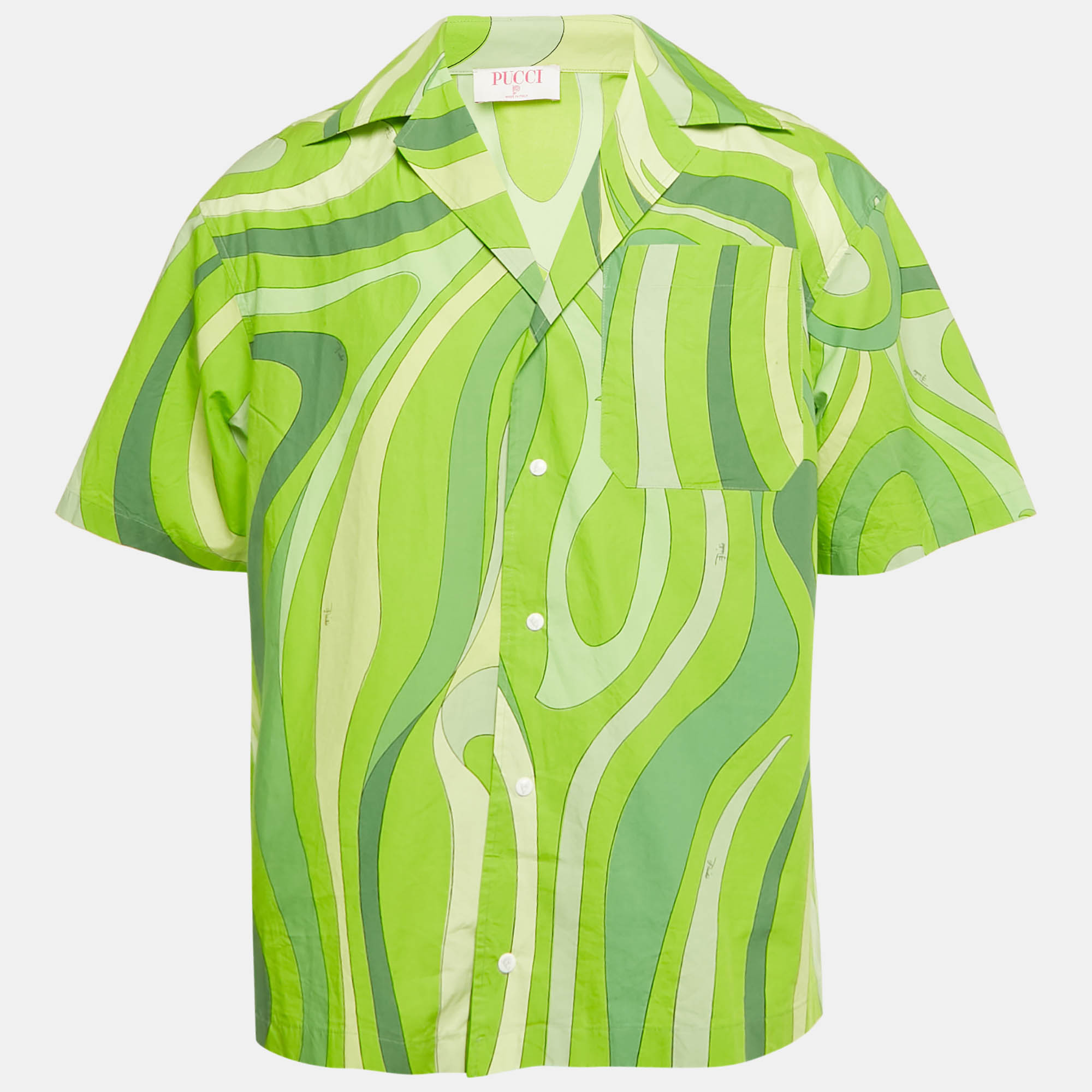 Emilio Pucci Green Print Cotton Half Sleeve Shirt S
Emilio Pucci Green Print Cotton Half Sleeve Shirt S