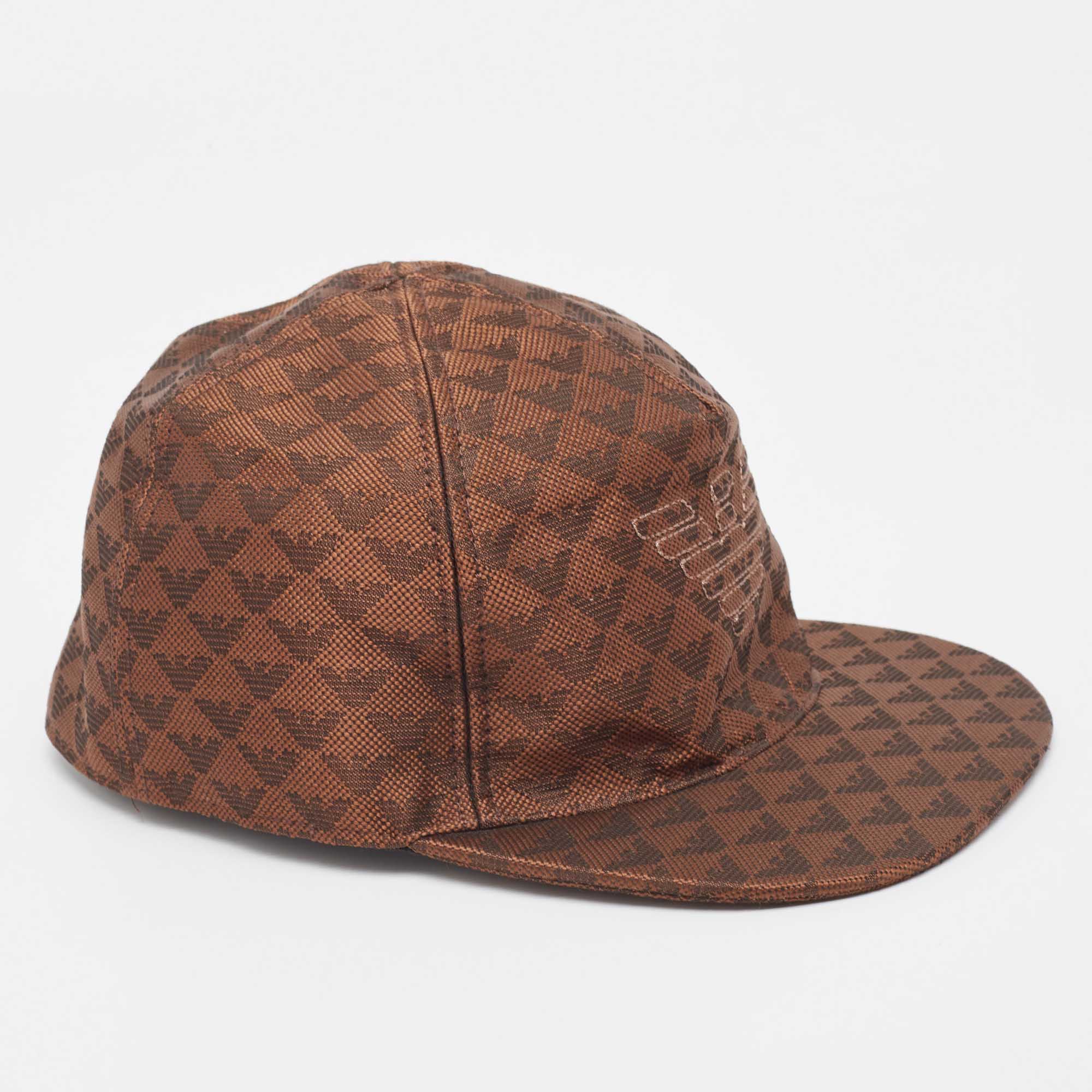 Emporio armani brown logo jacquard aquila baseball hat s
