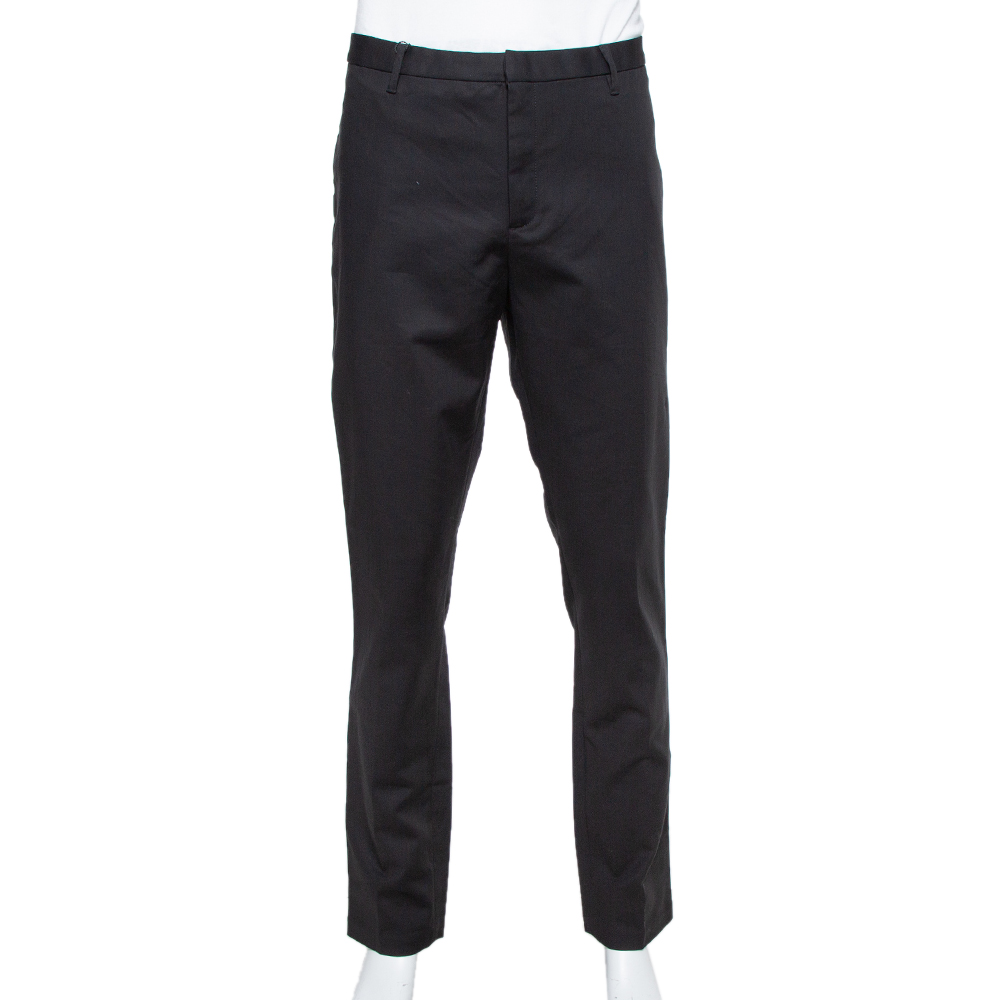 Image of Emporio Armani Black Cotton Tailored Trousers XL