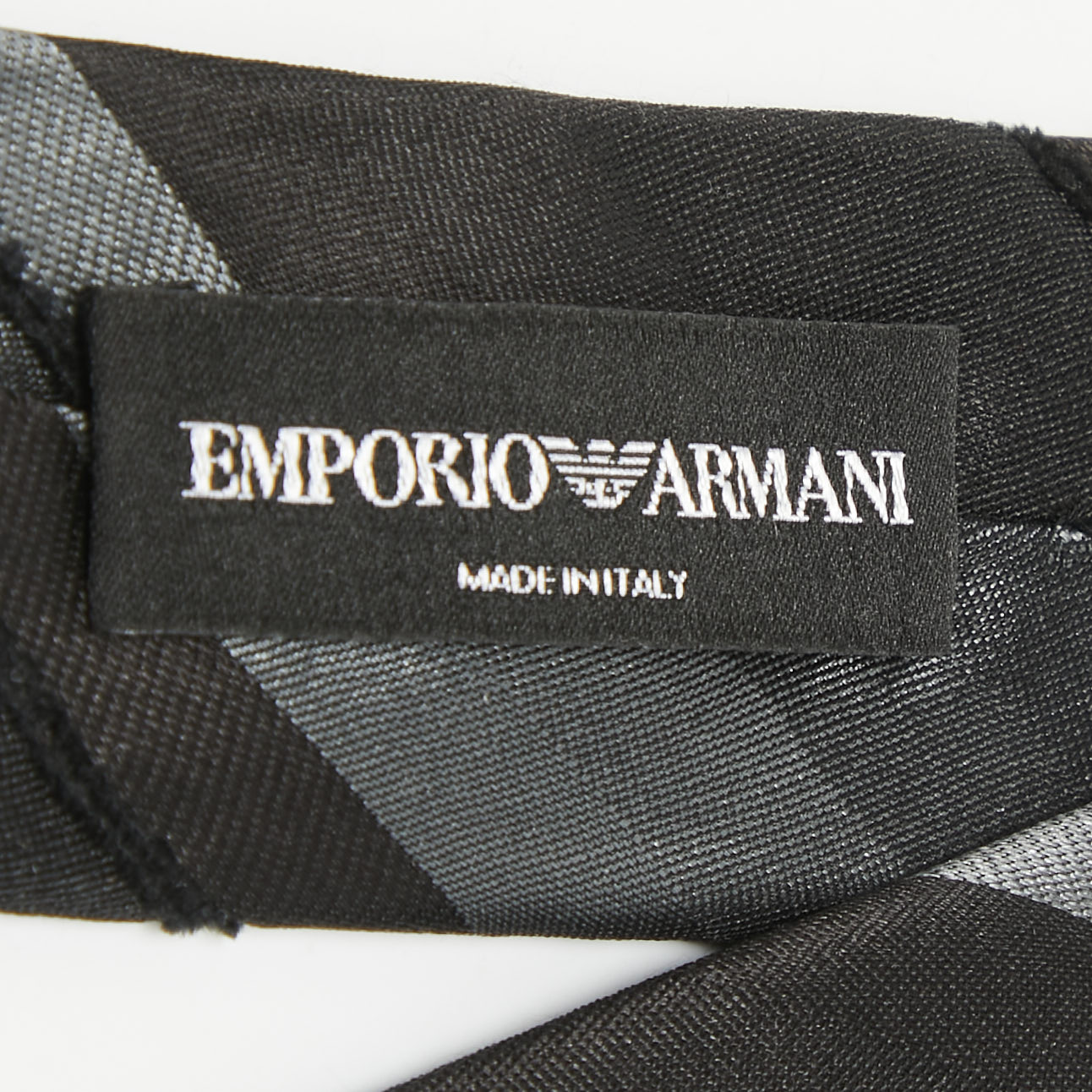 Emporio Armani Black Striped Silk Skinny Tie