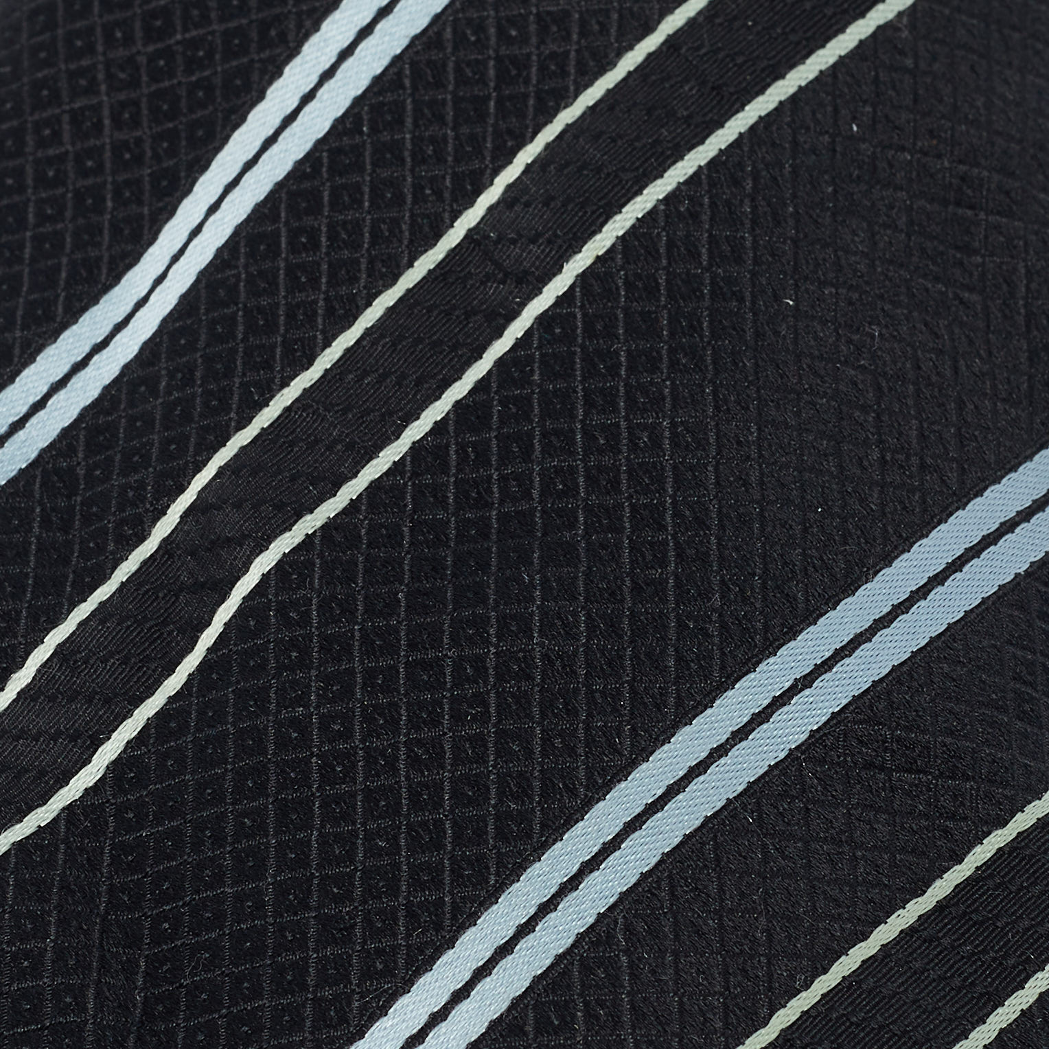 Emporio Armani Black Striped Silk Traditional Tie