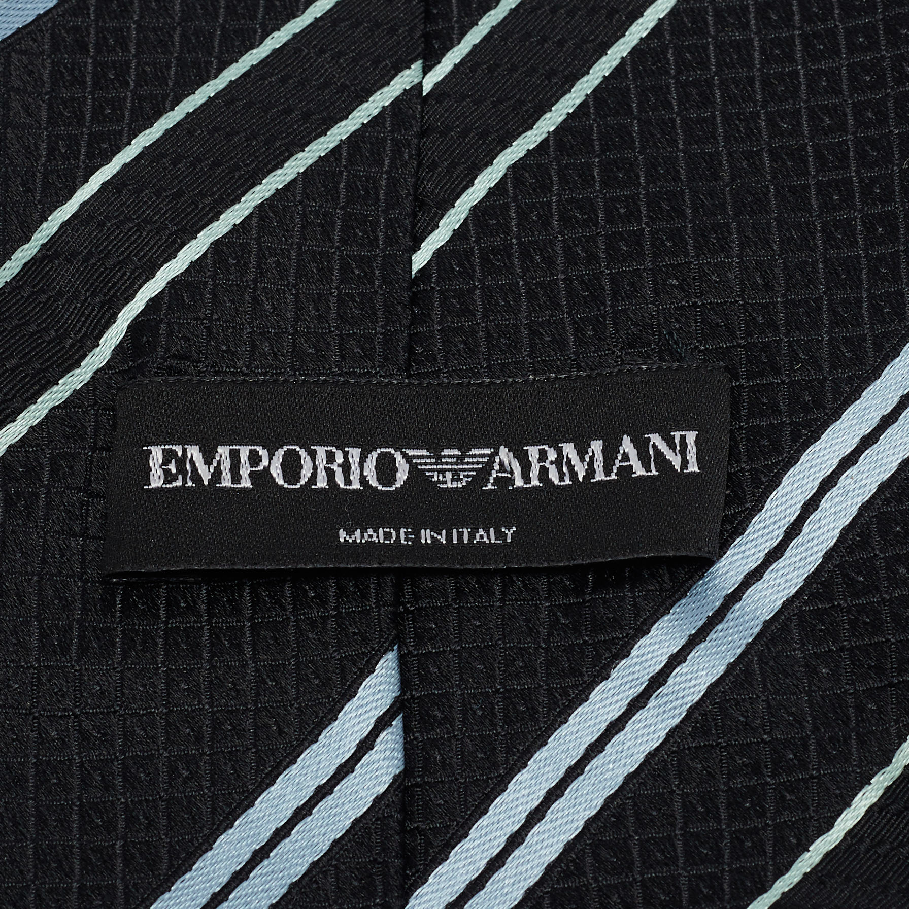 Emporio Armani Black Striped Silk Traditional Tie