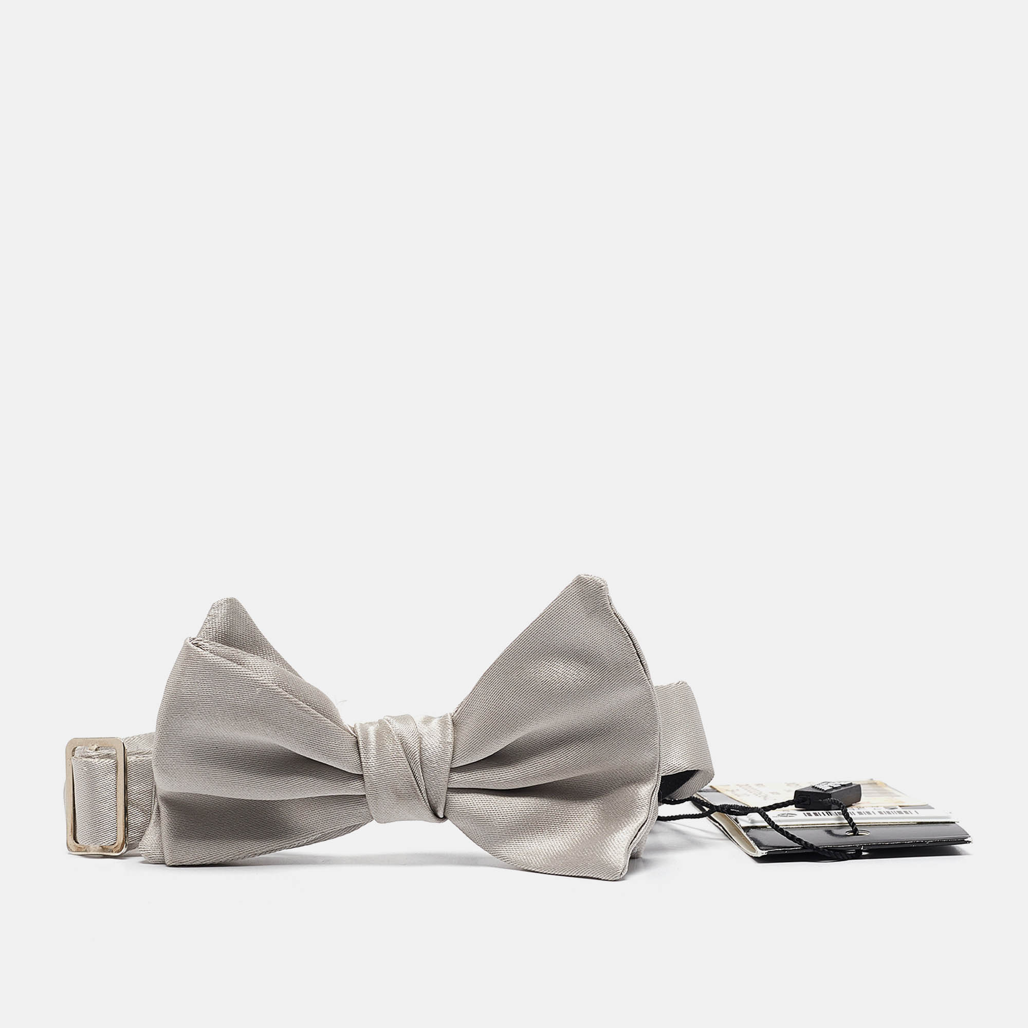 Emporio Armani Grey Satin Silk Bow Tie