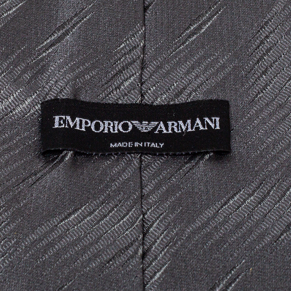 Emporio Armani Grey Textured Silk Traditional Tie