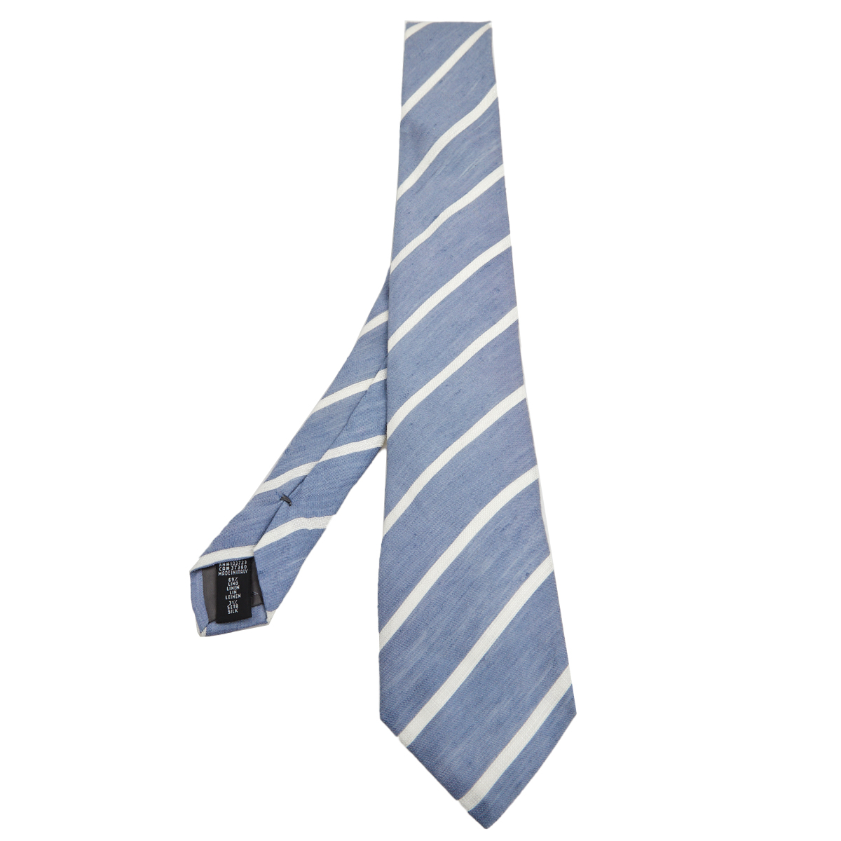 Emporio Armani Blue Striped Linen & Silk Tie