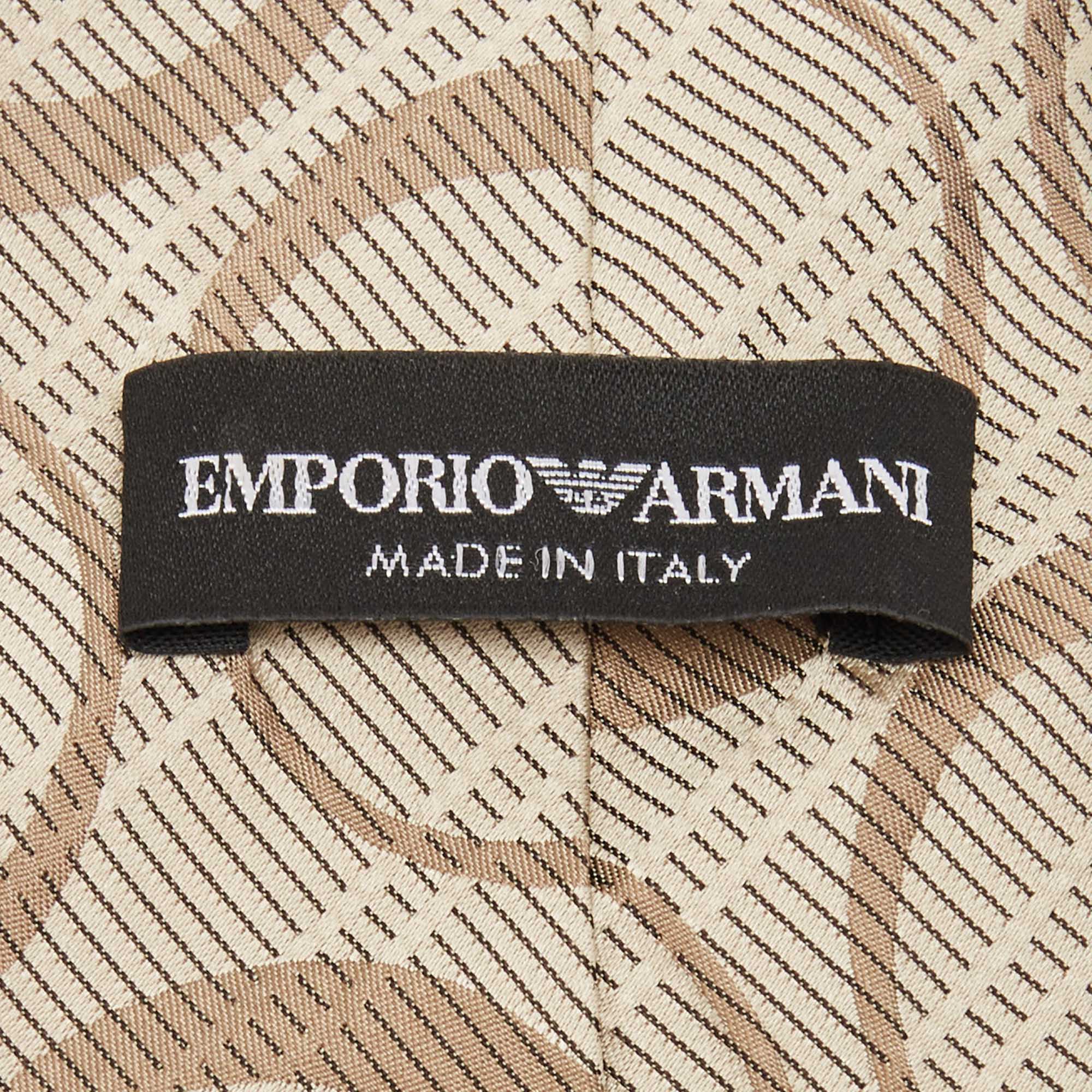 Emporio Armani Beige Patterned Silk Tie