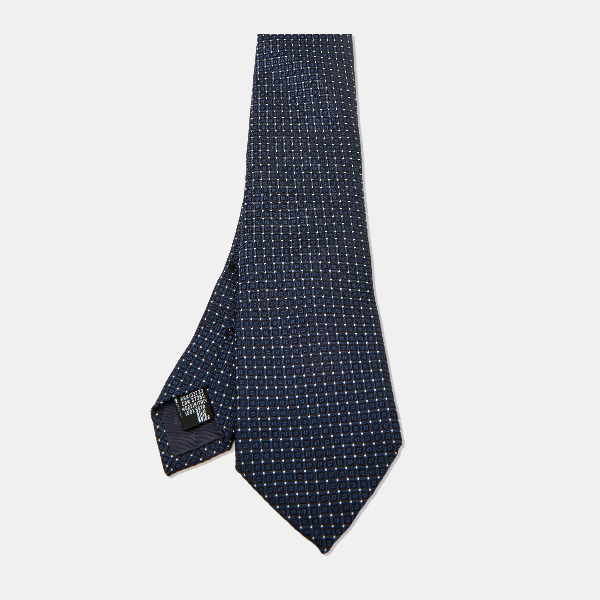 Emporio Armani Navy Blue Jacquard Silk Tie