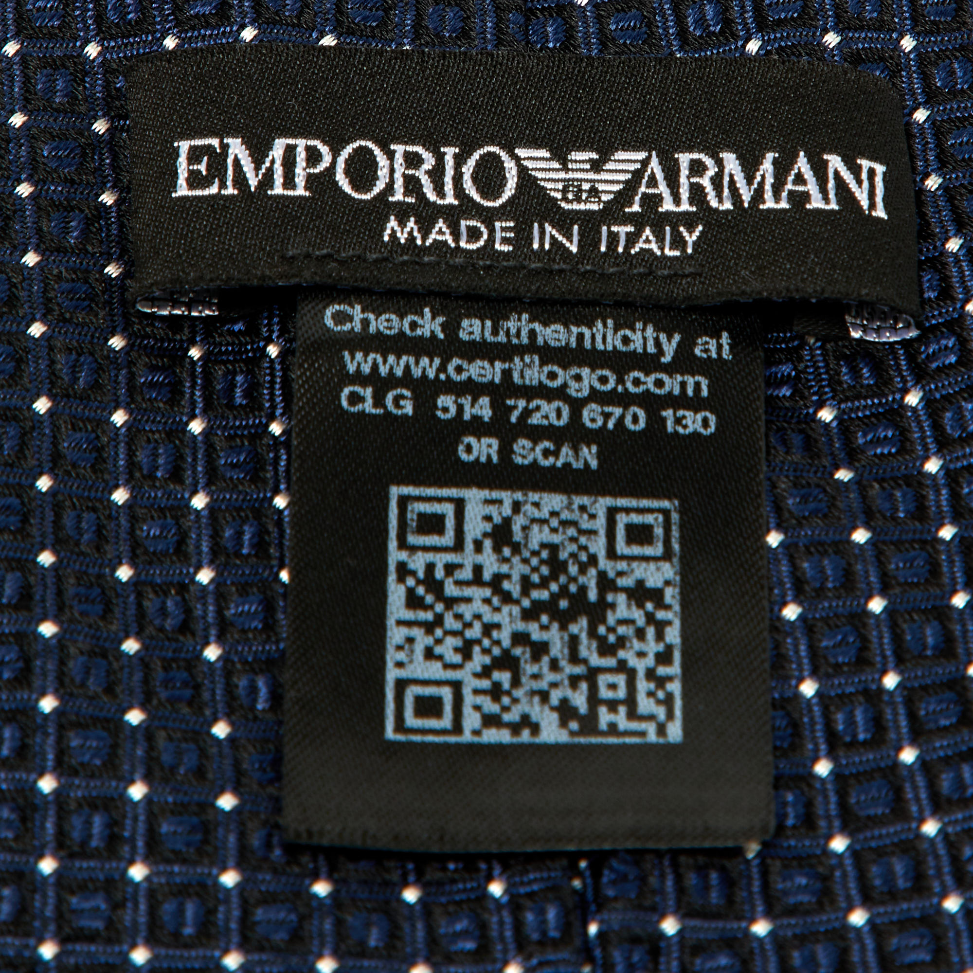 Emporio Armani Navy Blue Jacquard Silk Tie