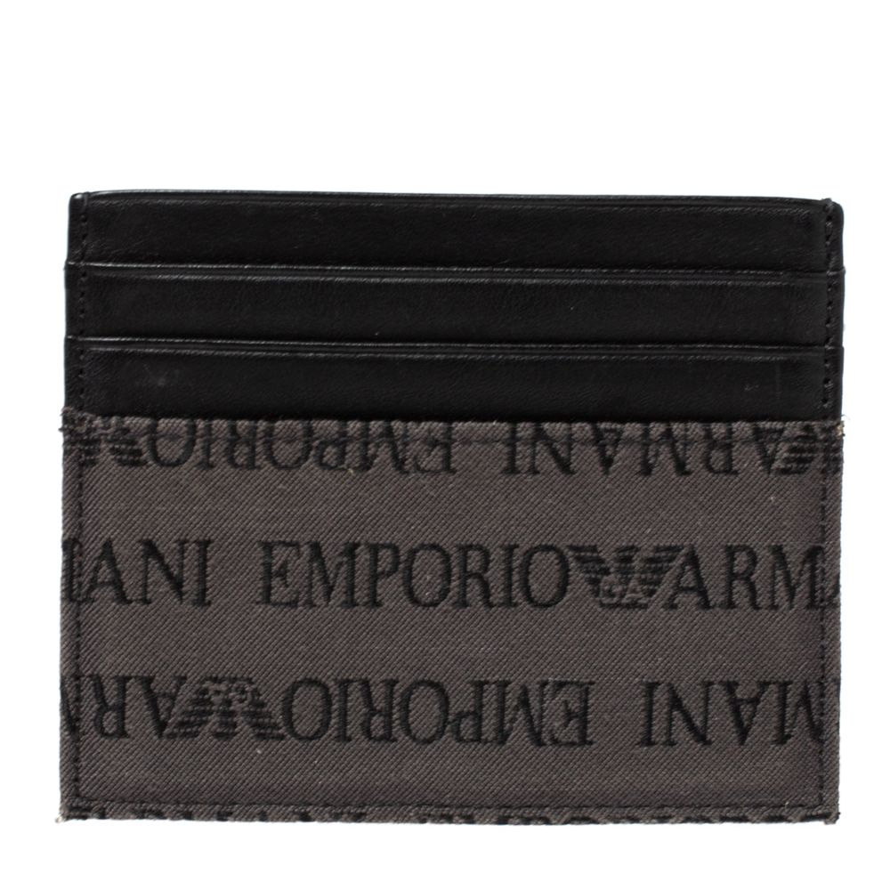 Emporio Armani Grey/Black Leather Card Holder