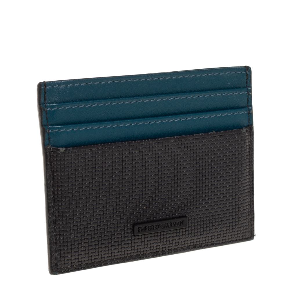 Emporio Armani Blue/Black Leather Card Holder