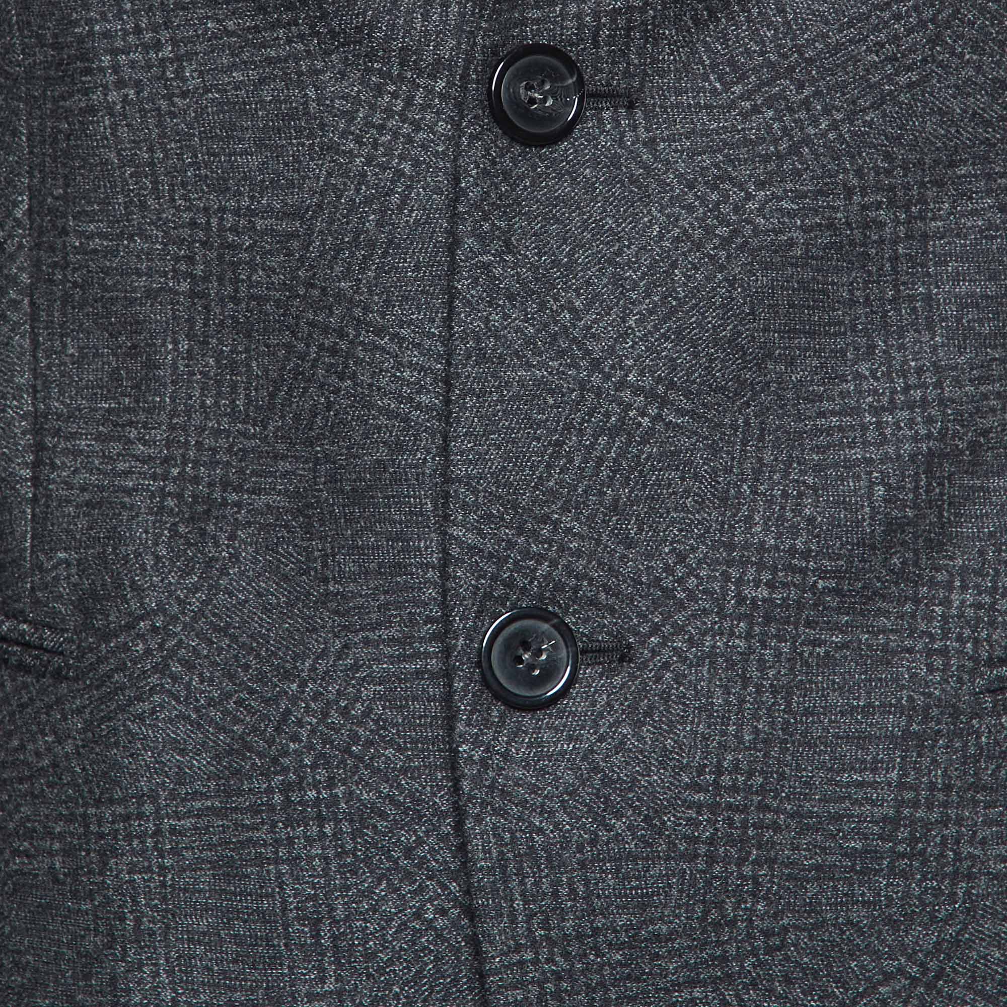 Emporio Armani Dark Grey Virgin Wool Single Breasted Blazer S