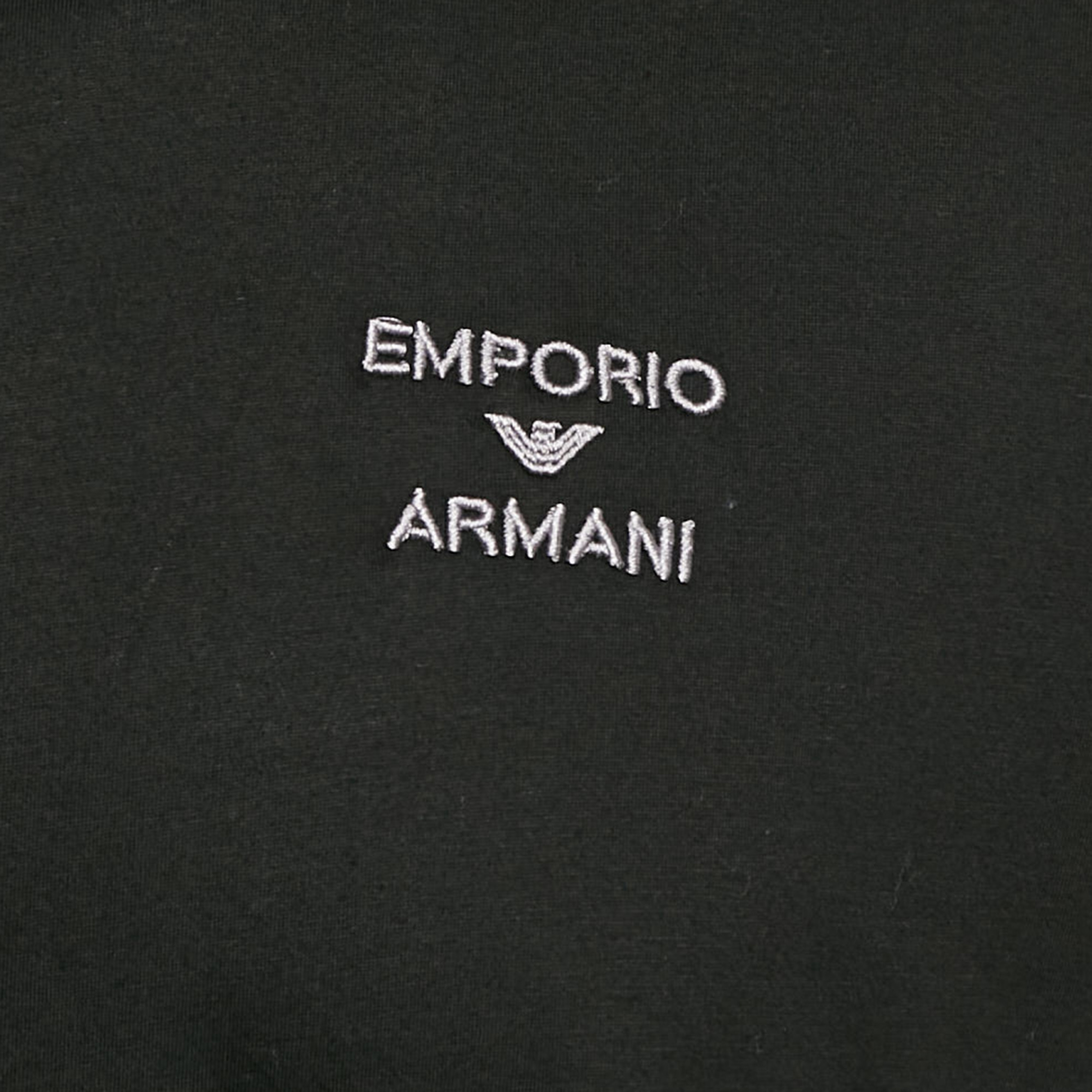 Emporio Armani Black Logo Embroidery Jersey Crew Neck T-Shirt XL