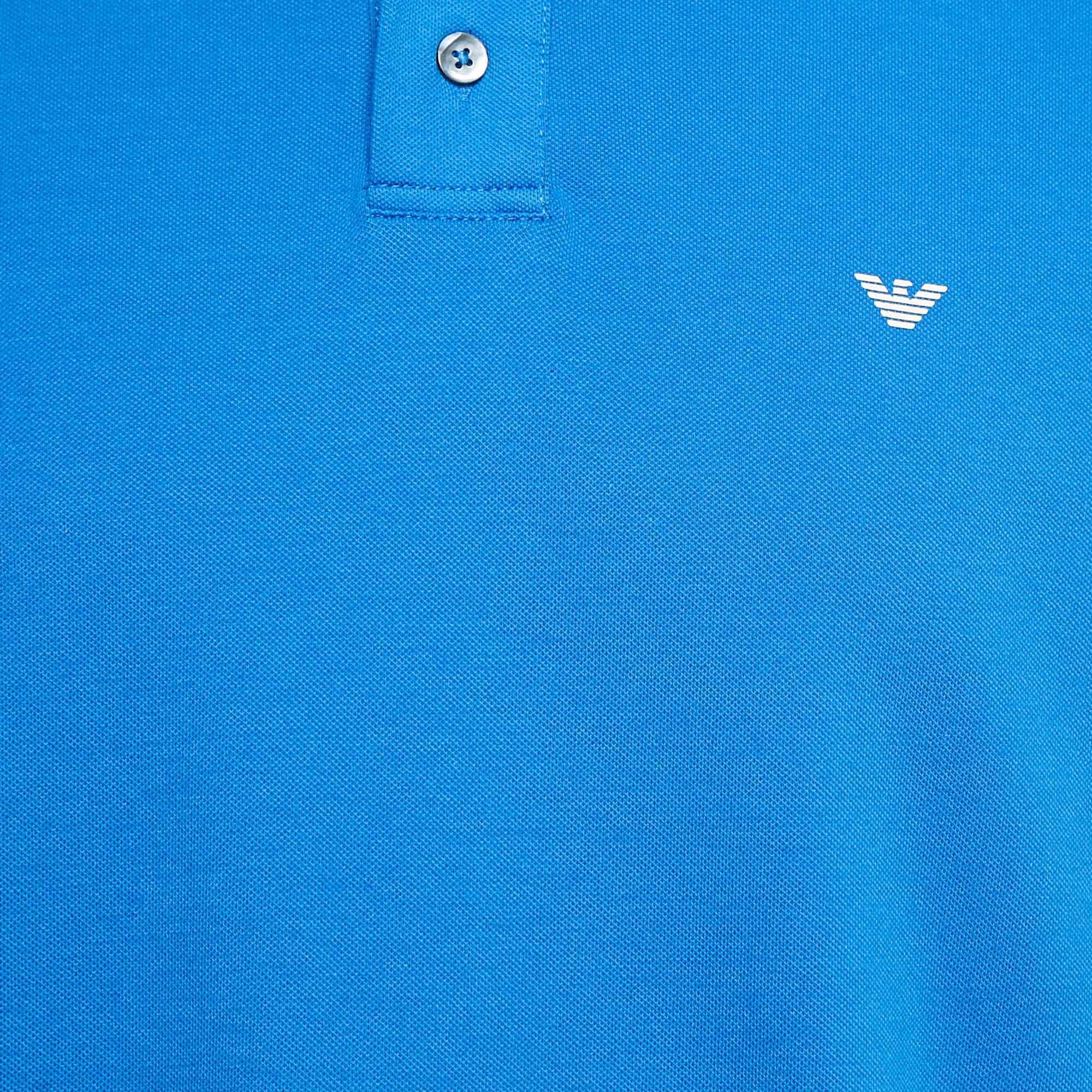 Emporio Armani Blue Cotton Jersey Polo T-Shirt XL