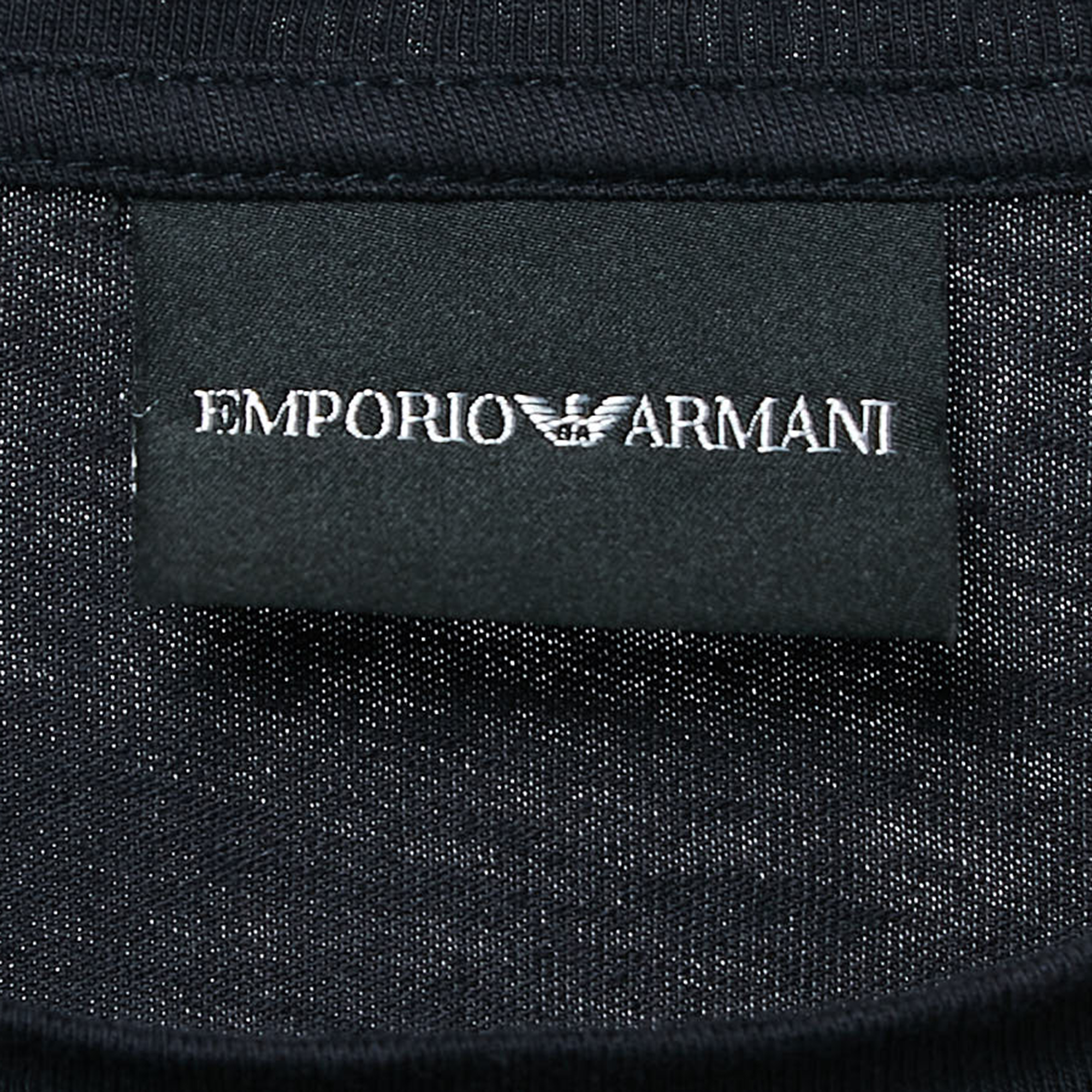 Emporio Armani Navy Blue Logo Embroidered Cotton T-Shirt XXL