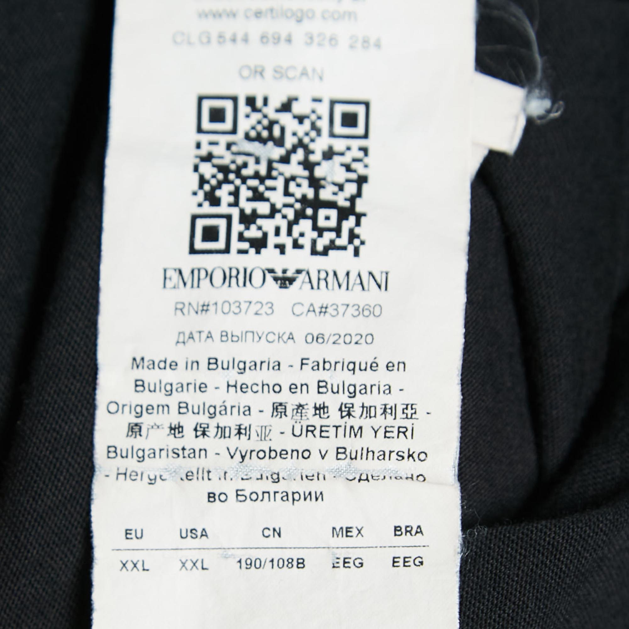 Emporio Armani Black Logo Embroidered Cotton Crew Neck T-Shirt XXL