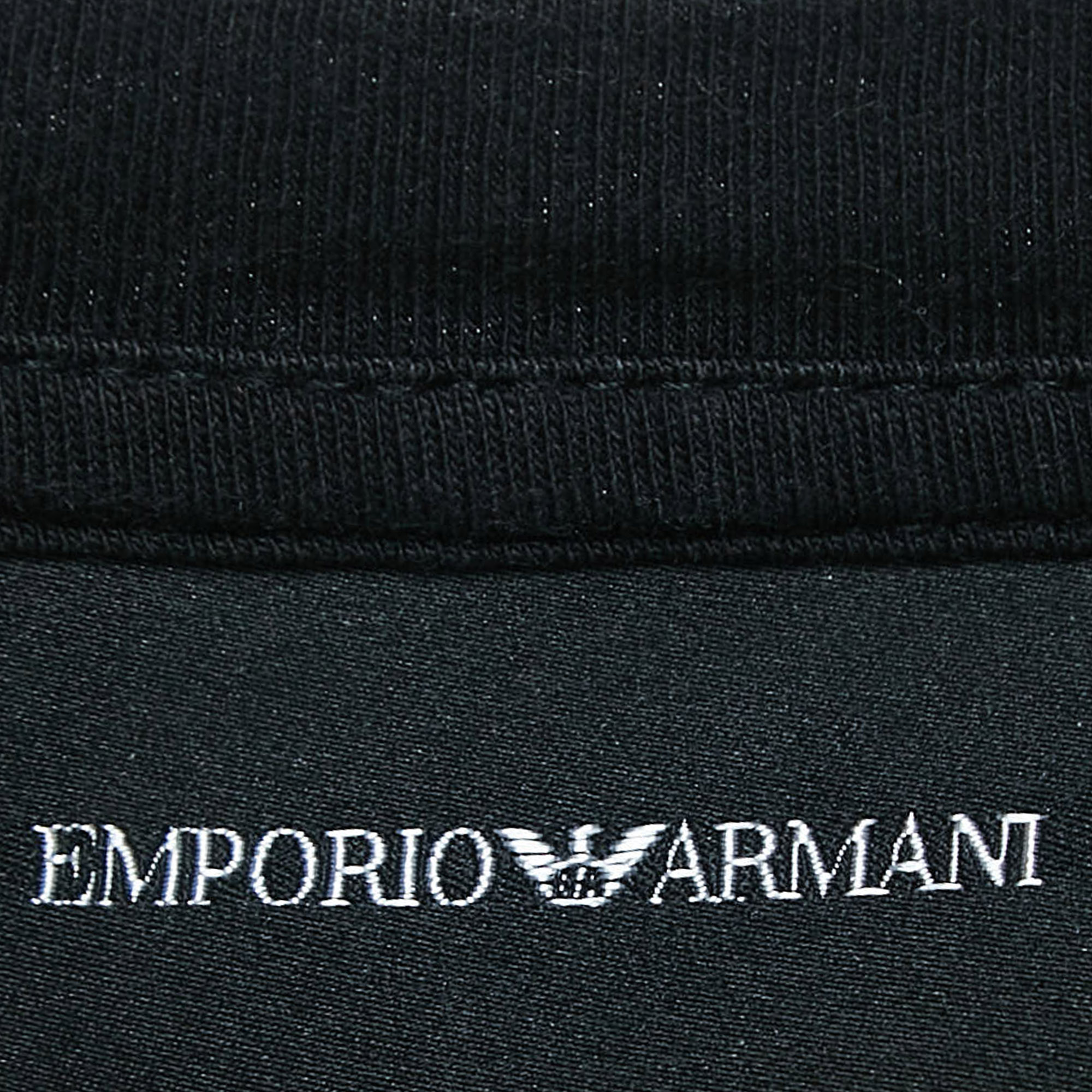 Emporio Armani Black Logo Embroidered Cotton Crew Neck T-Shirt XXL