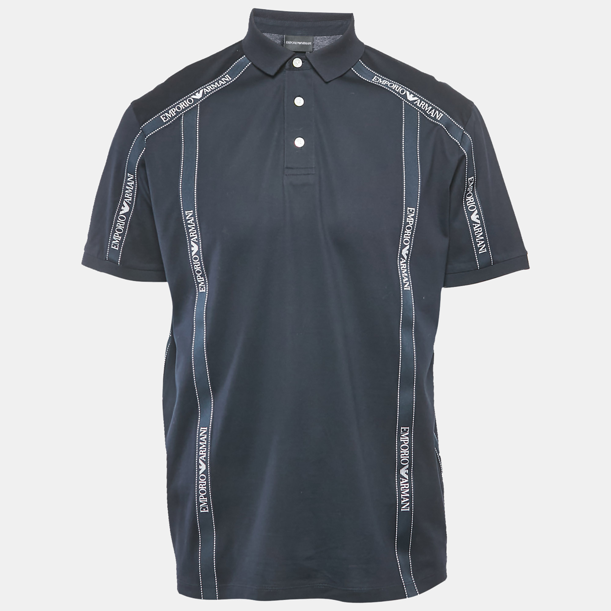 Emporio Armani Navy Blue Cotton Logo Tape Trimmed Polo T-Shirt XXL
Emporio Armani Navy Blue Cotton Logo Tape Trimmed Polo T-Shirt XXL