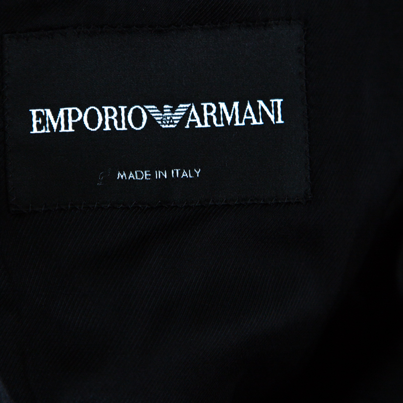 Emporio Armani Grey Textured Wool Double Lapel Blazer XXL