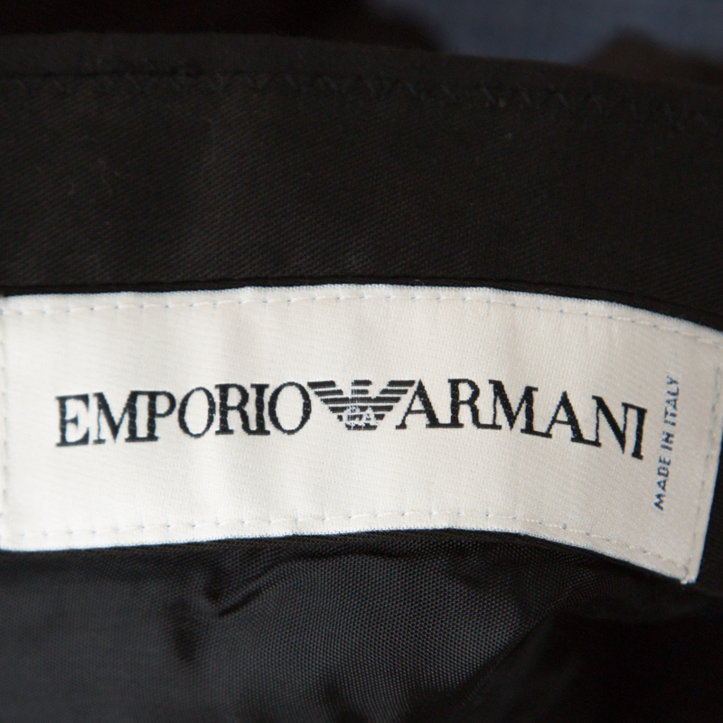 Emporio Armani Black Cotton Regular Fit Trousers XL