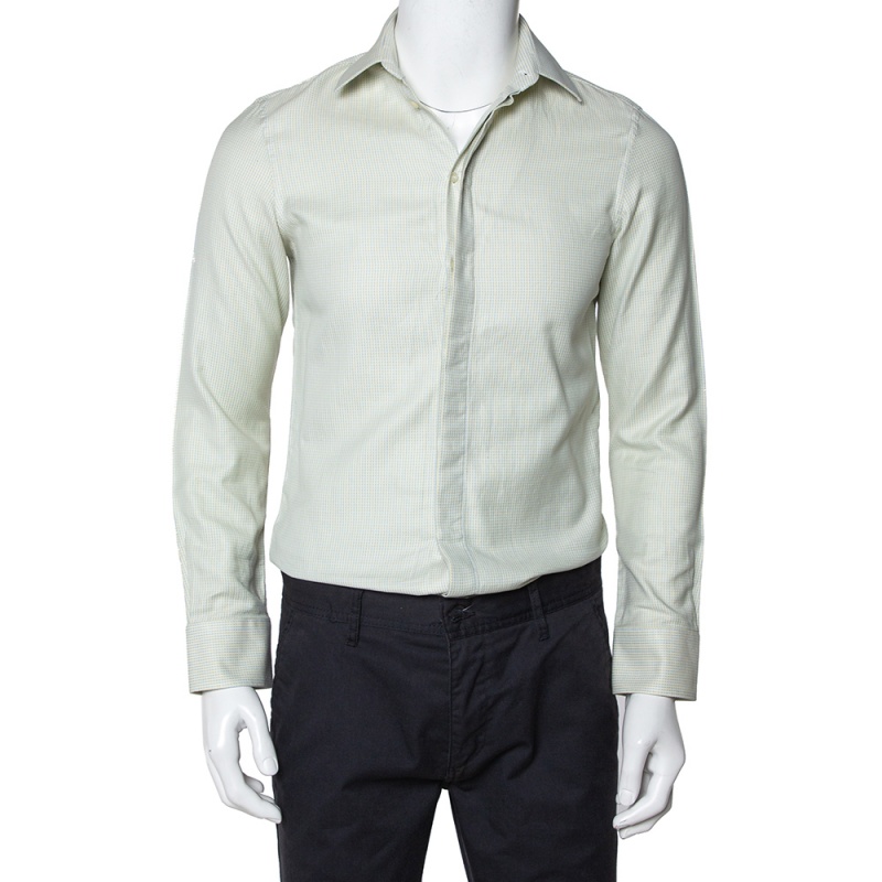 

Emporio Armani Light Green Cotton Button Front Shirt