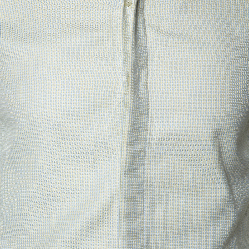 Emporio Armani Light Green Cotton Button Front Shirt S