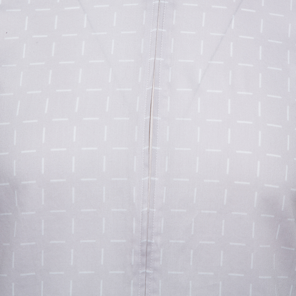 Emporio Armani Beige Printed Cotton Zipper Front Shirt M