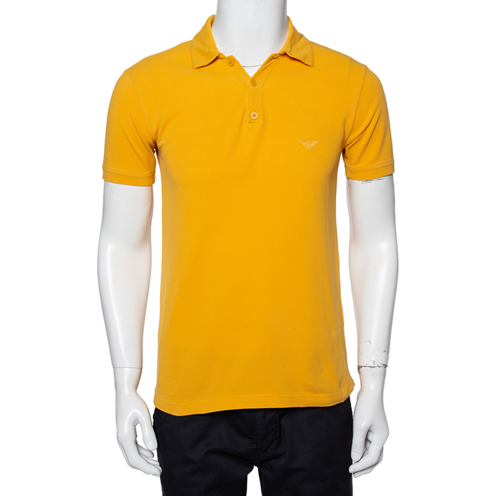 Emporio Armani Mustard Yellow Cotton Polo T-Shirt M