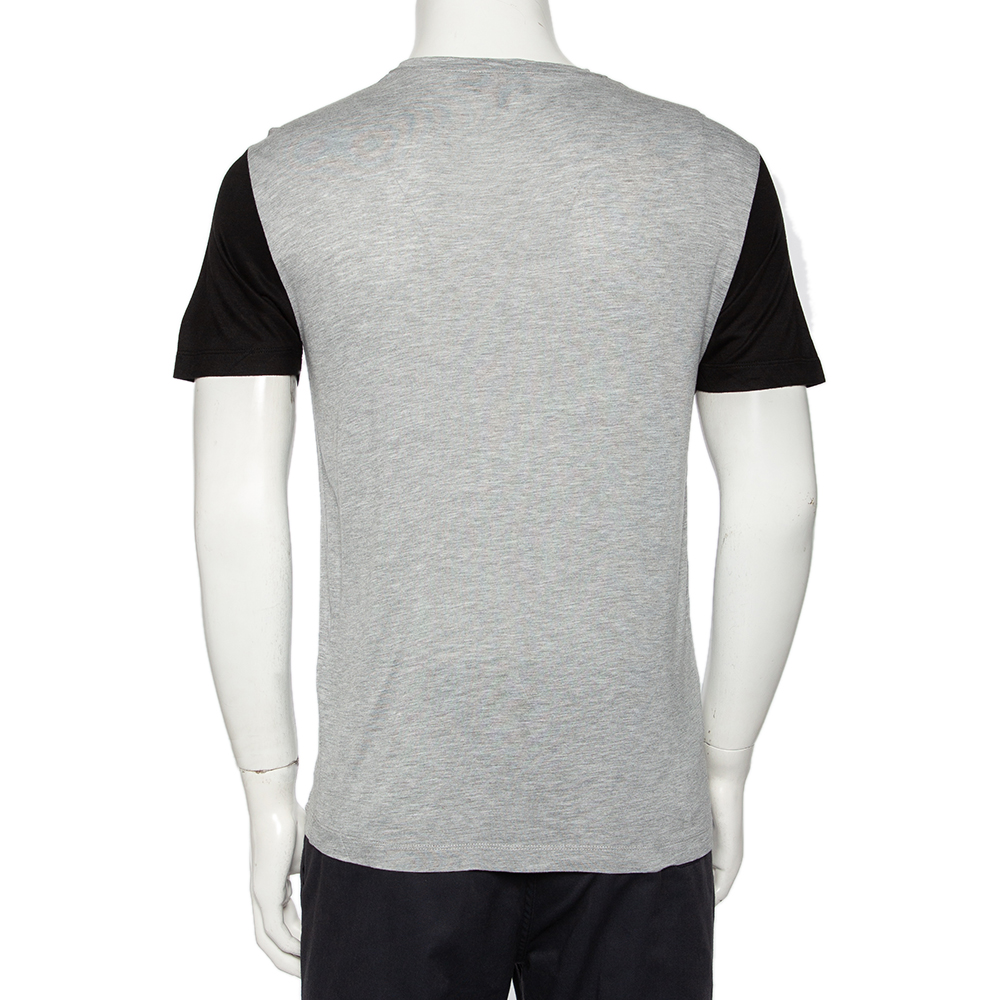 Emporio Armani Grey & Black Knit Pocket Detail Crewneck T-Shirt M