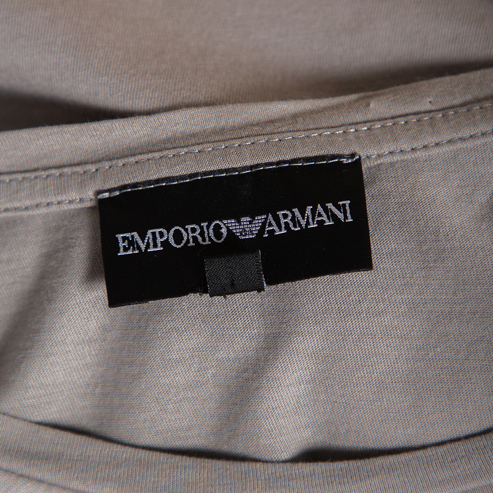 Emporio Armani Grey Logo Generationy Printed Cotton Crewneck T-Shirt M
