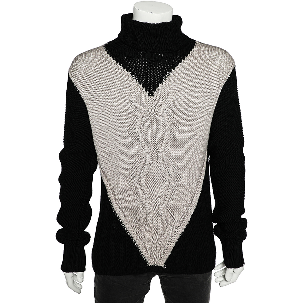 Emporio Armani Monochrome Cable Knit Turtleneck Sweater XXXL