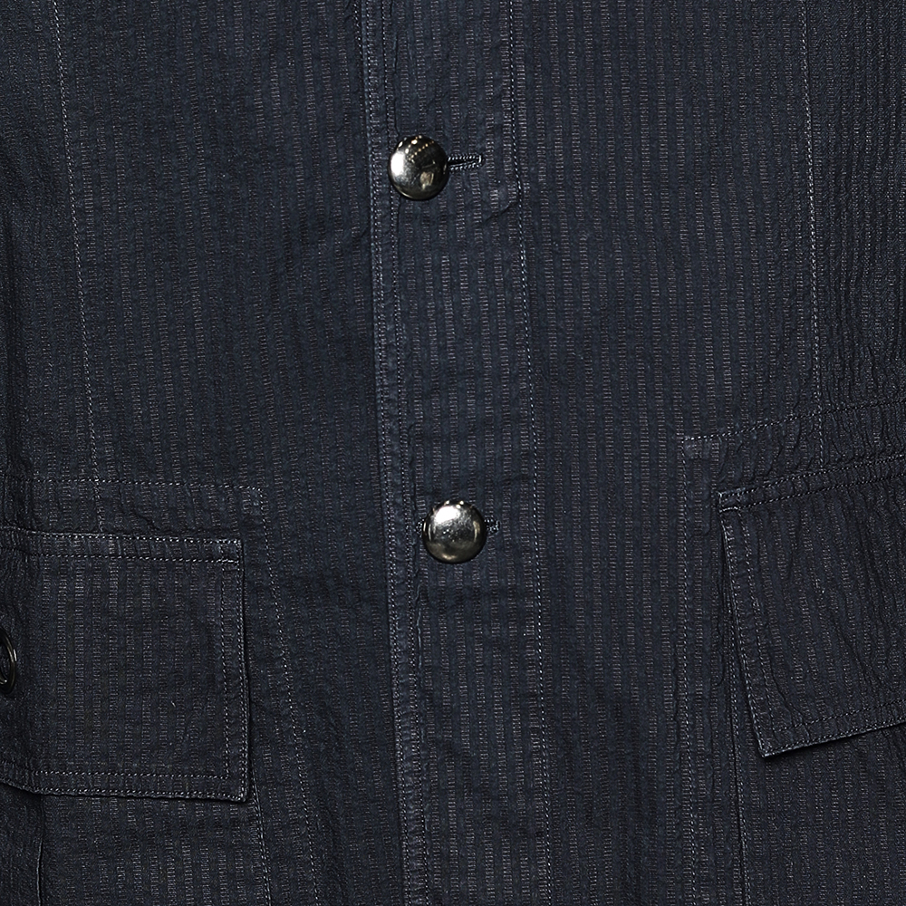 Emporio Armani Blue Striped Cotton Jacket L