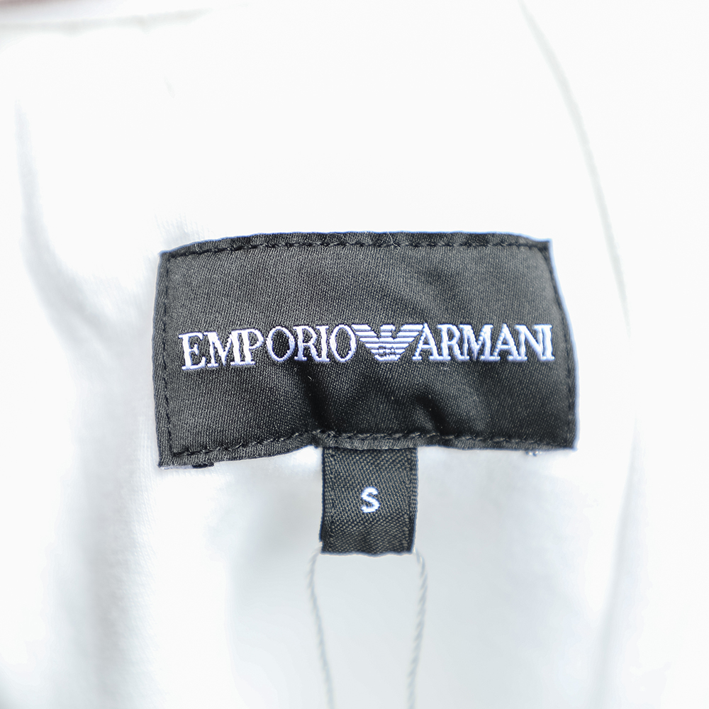 Emporio Armani White Cotton Knit Logo Band Detail Joggers S
