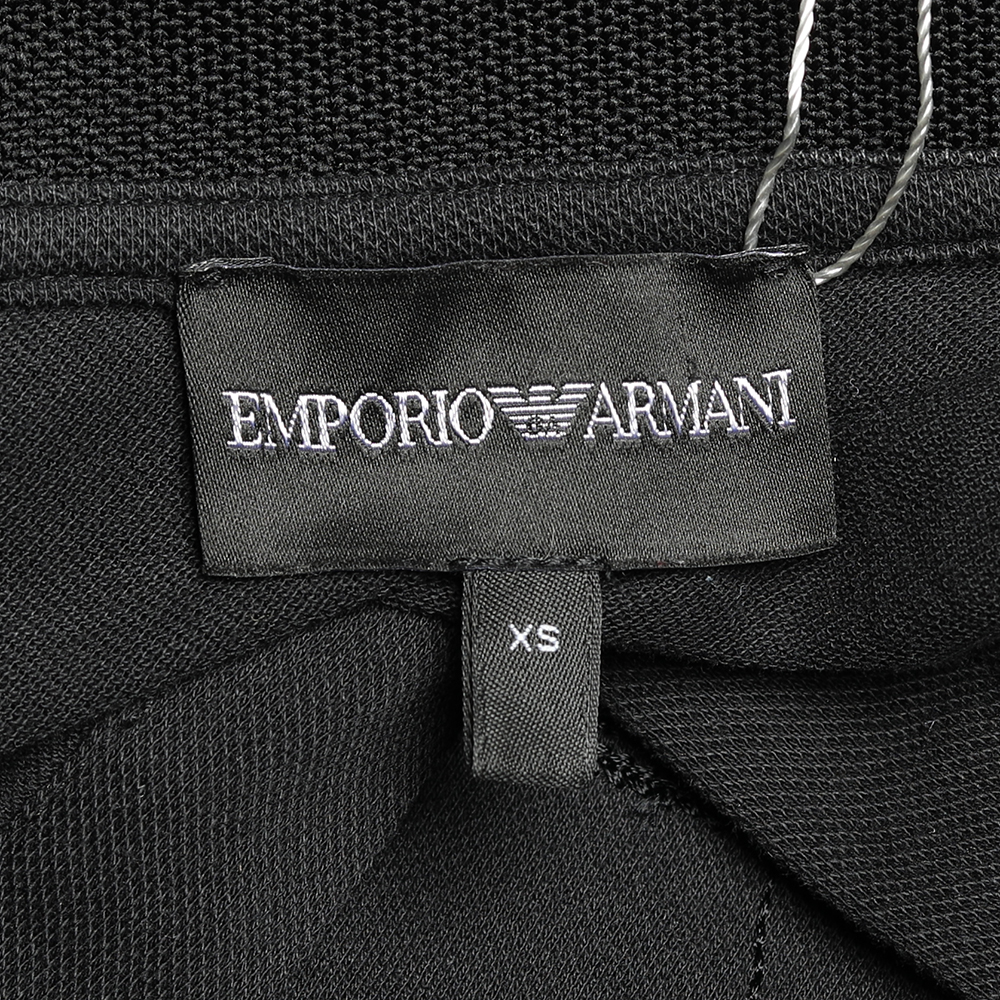 Emporio Armani Black Logo Embroidered Cotton Pique Polo T-Shirt XS